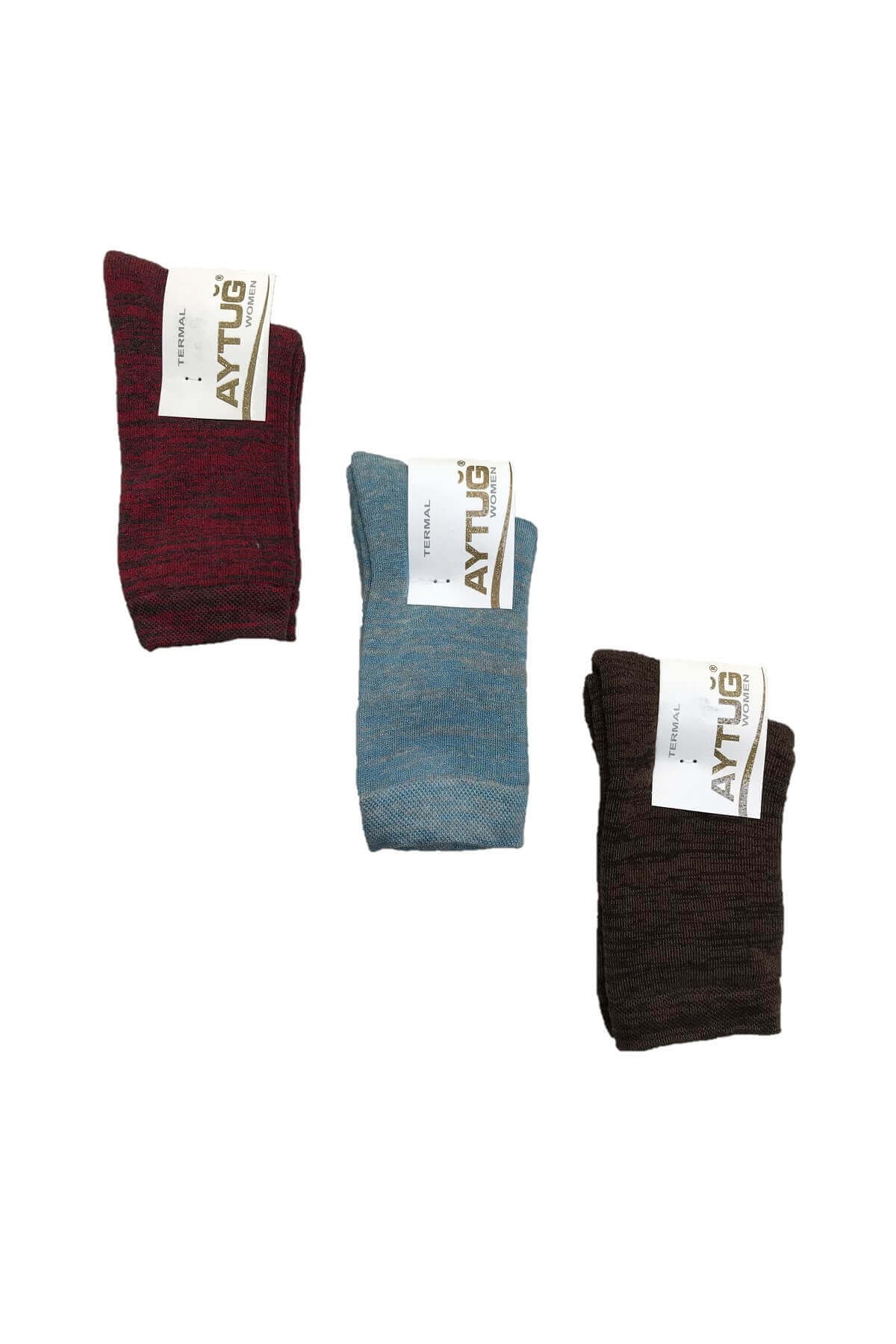 Aytuğ Kadın Renkli Kışlık Termal Soket Çorap 3'lü Paket