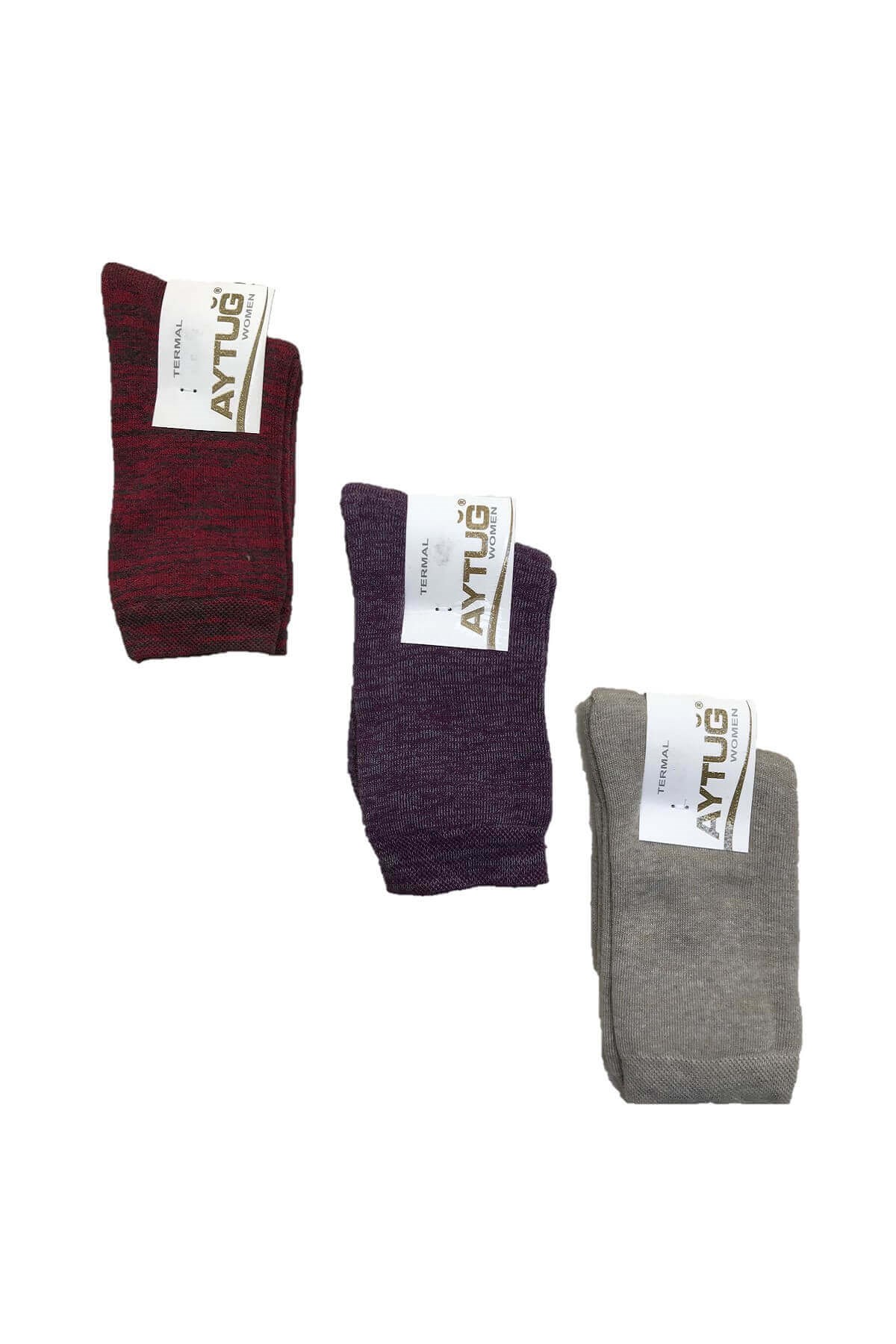 Aytuğ Kadın Renkli Kışlık Termal Soket Çorap 3'lü Paket