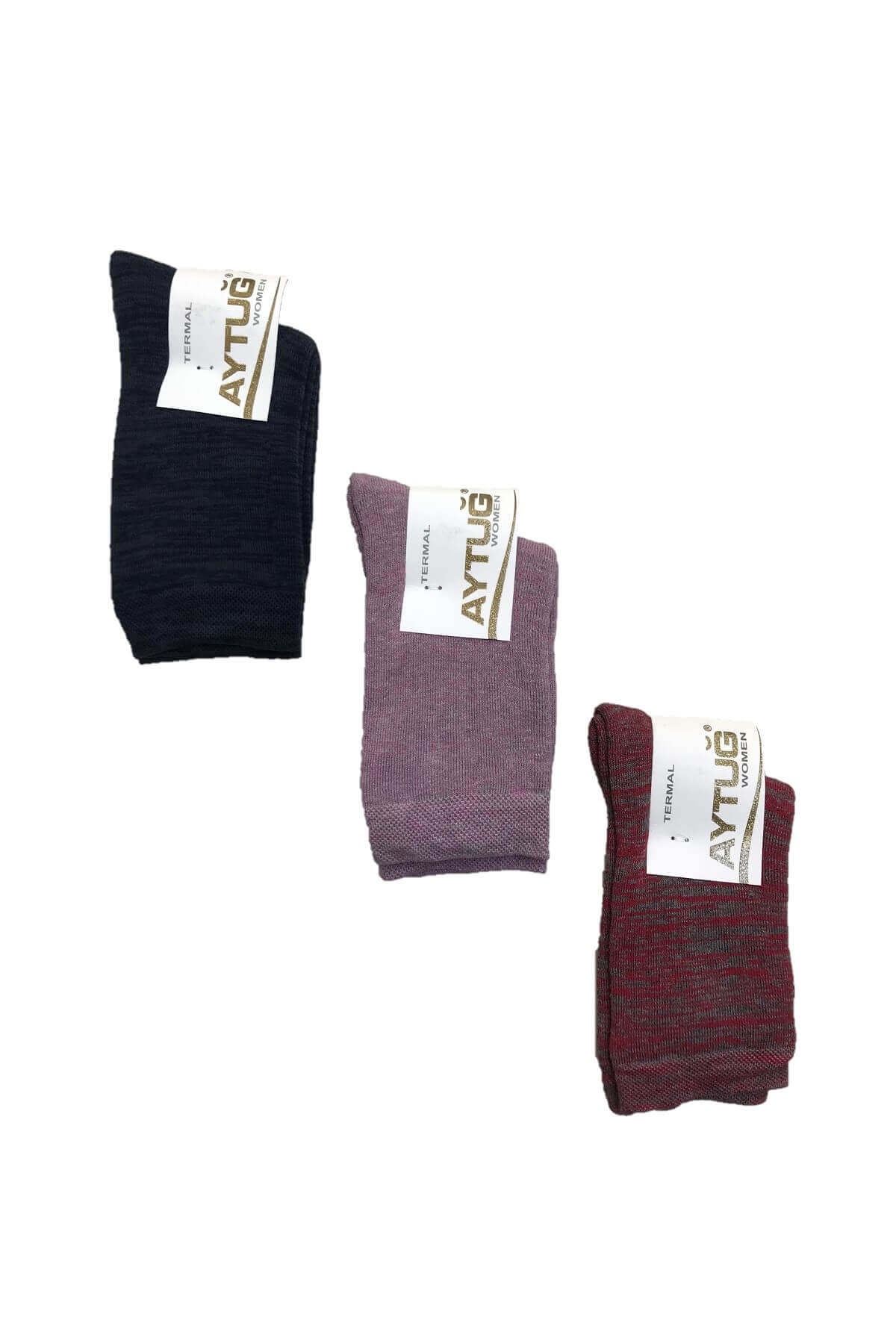 Aytuğ Kadın Renkli Kışlık Termal Soket Çorap 3'lü Paket