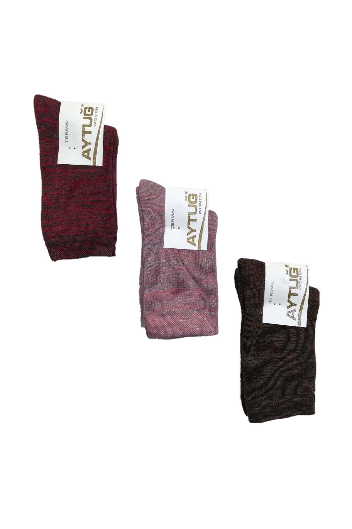Aytuğ Kadın Renkli Kışlık Termal Soket Çorap 3'lü Paket