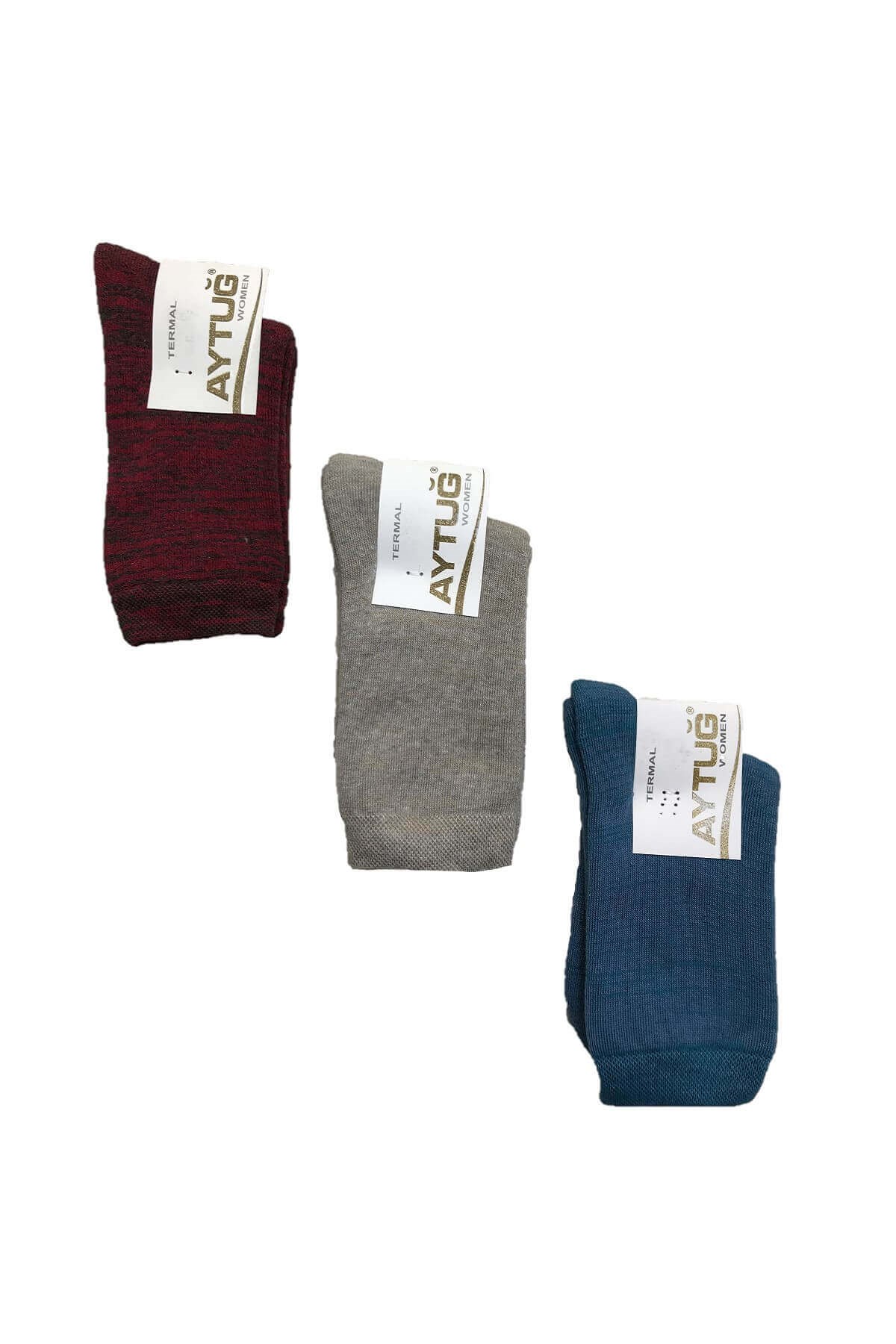 Aytuğ Kadın Renkli Kışlık Termal Soket Çorap 3'lü Paket