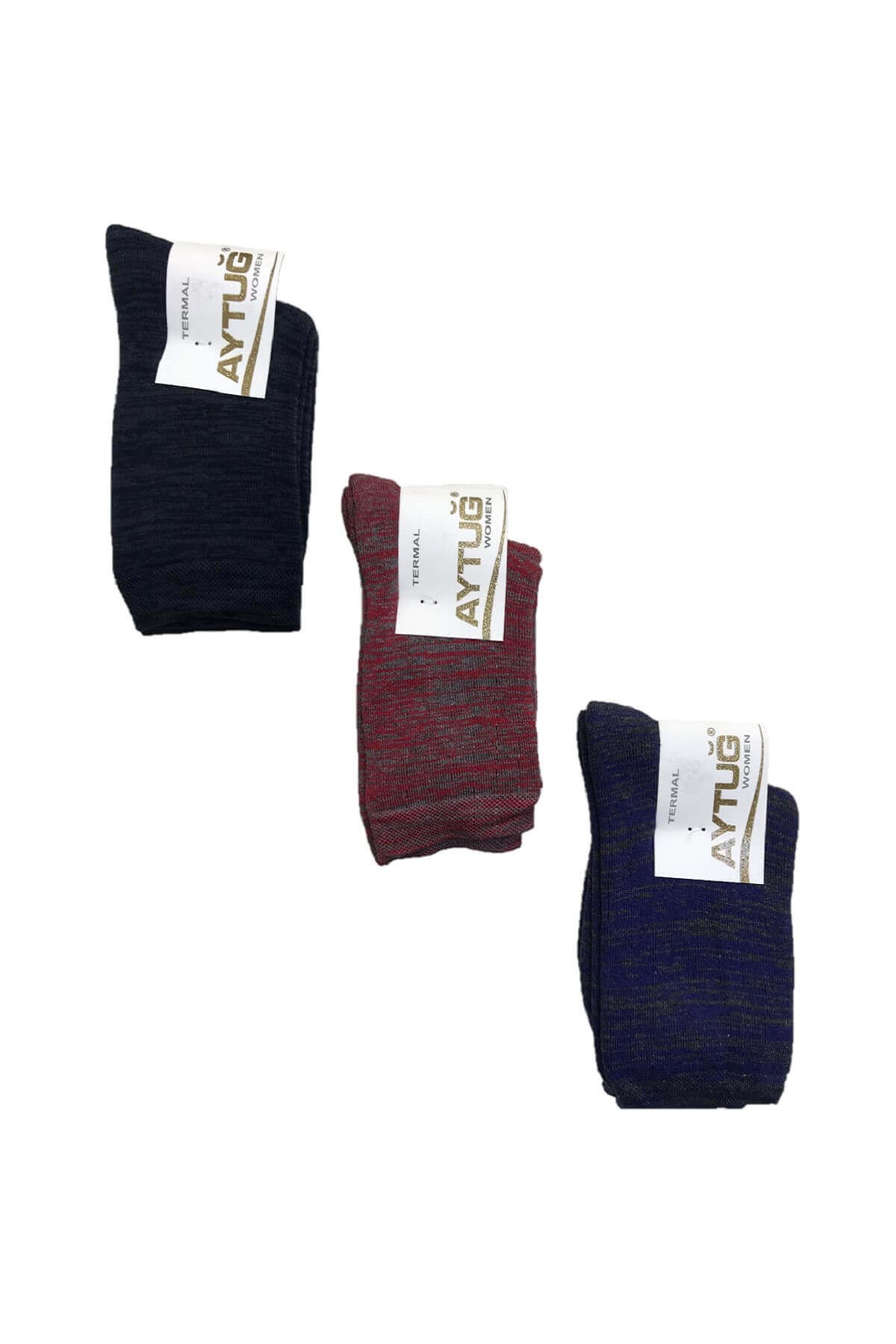Aytuğ Kadın Renkli Kışlık Termal Soket Çorap 3'lü Paket