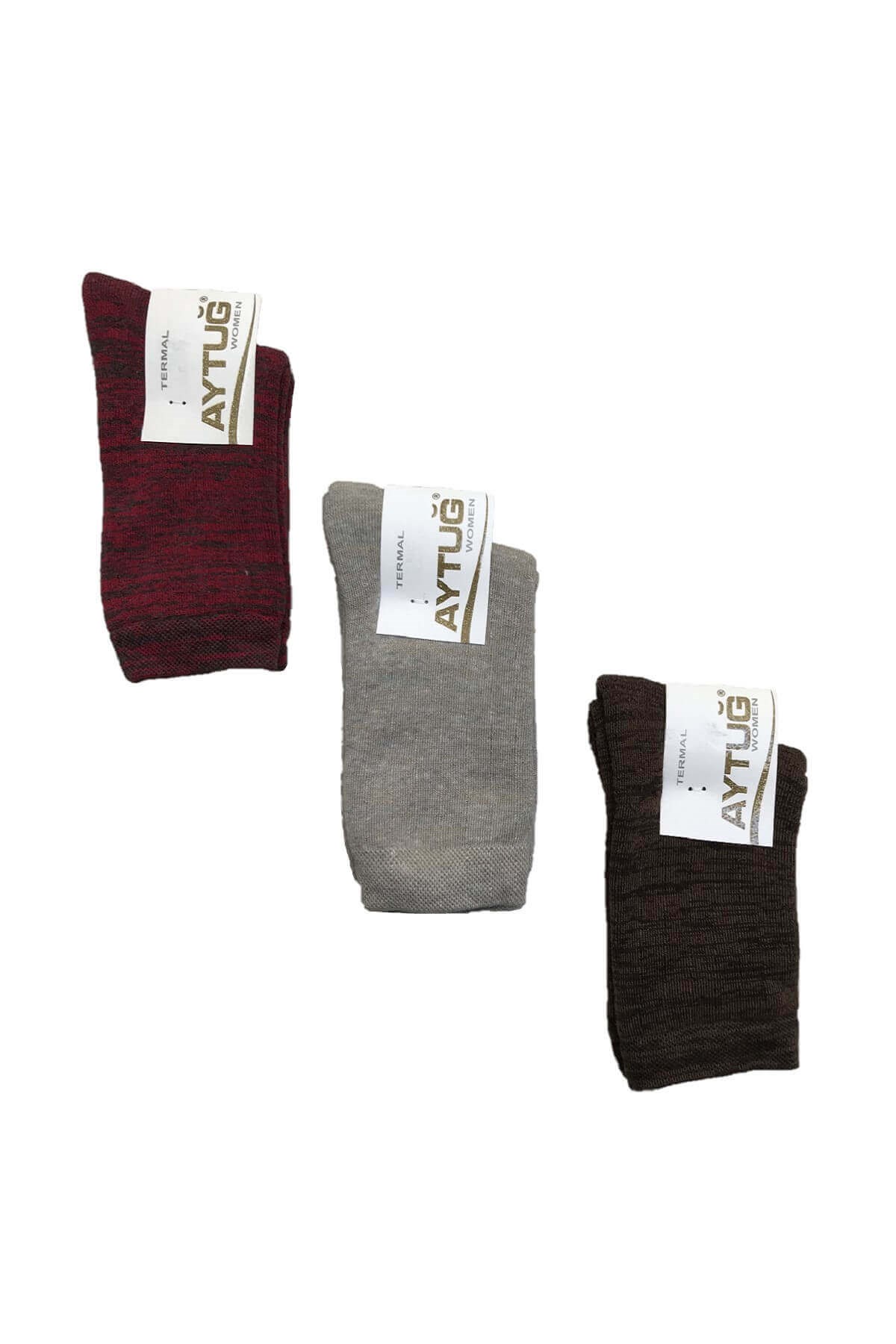 Aytuğ Kadın Renkli Kışlık Termal Soket Çorap 3'lü Paket