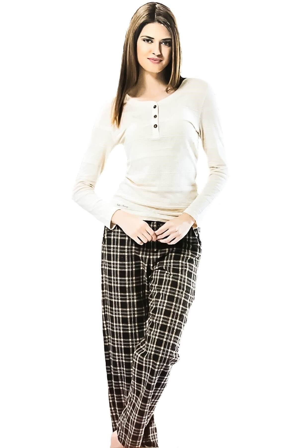 Betty & Barney Kadın Kışlık Modal Pijama Takımı Bej