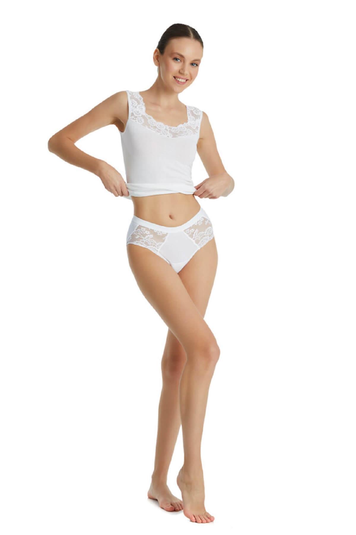 Blackspade 1311 Kadın %95 Pamuk Yüksek Bel Dantelli Private Slip & Külot