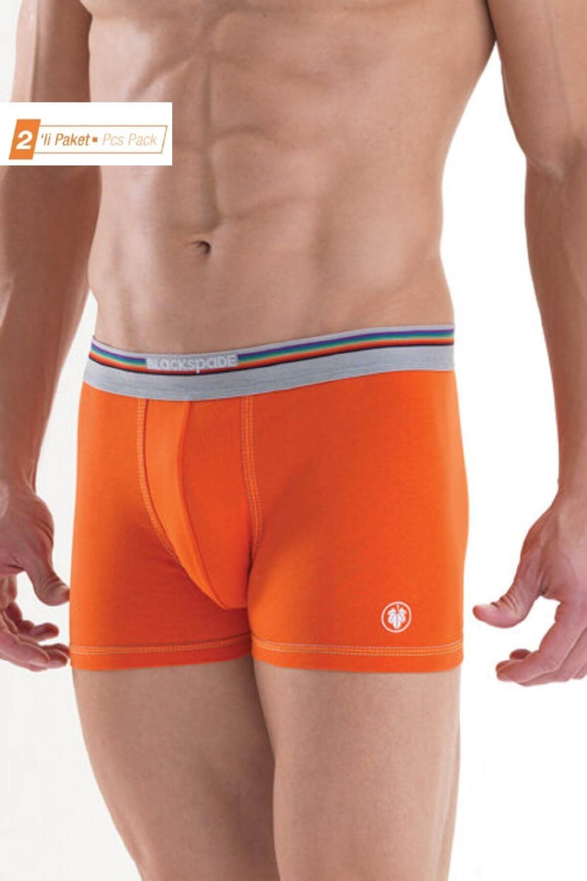 Blackspade 2'li Paket %95 Pamuk Erkek Turuncu Boxer
