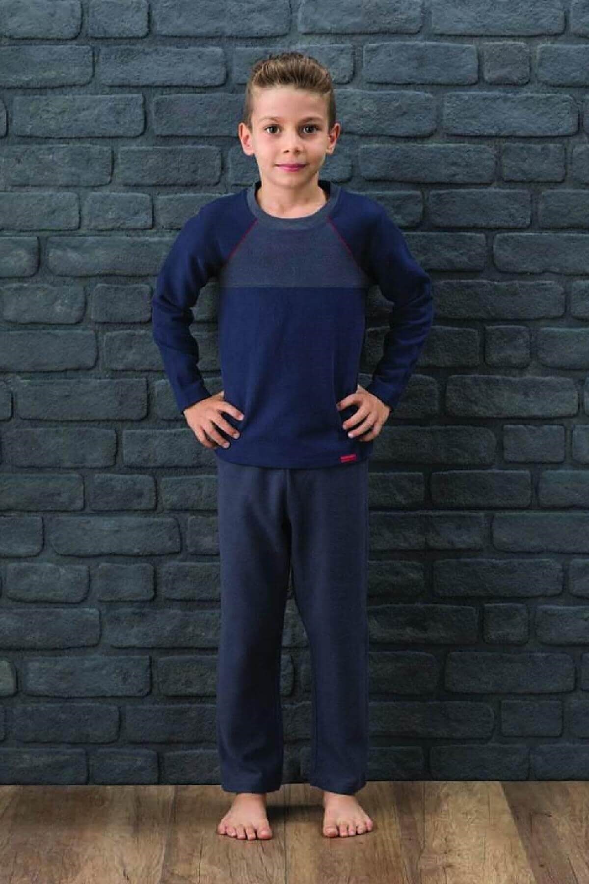 Blackspade 7565 Kışlık Erkek Çocuk 1. Sınıf Polar Pamuk karışımı Pijama Takımı