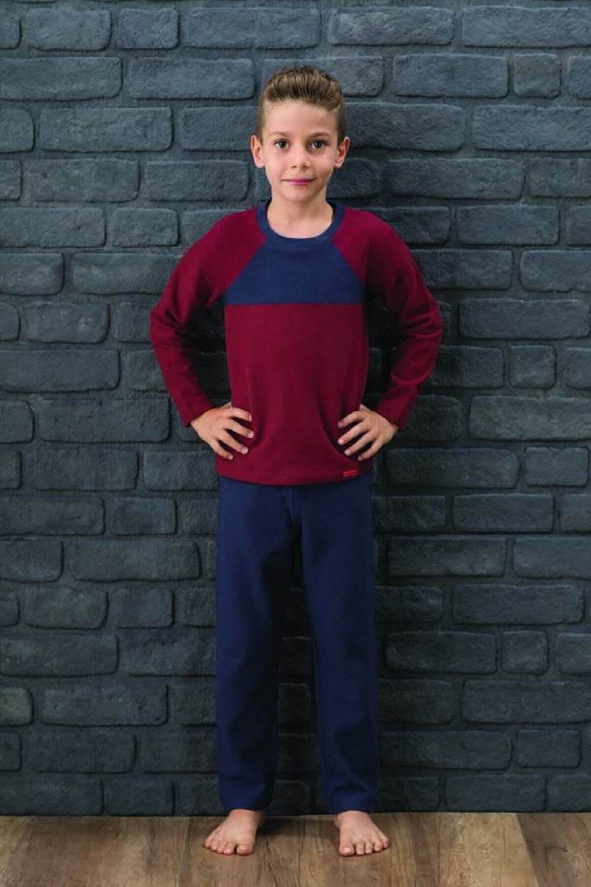 Blackspade 7565 Kışlık Erkek Çocuk 1. Sınıf Polar Pamuk karışımı Pijama Takımı