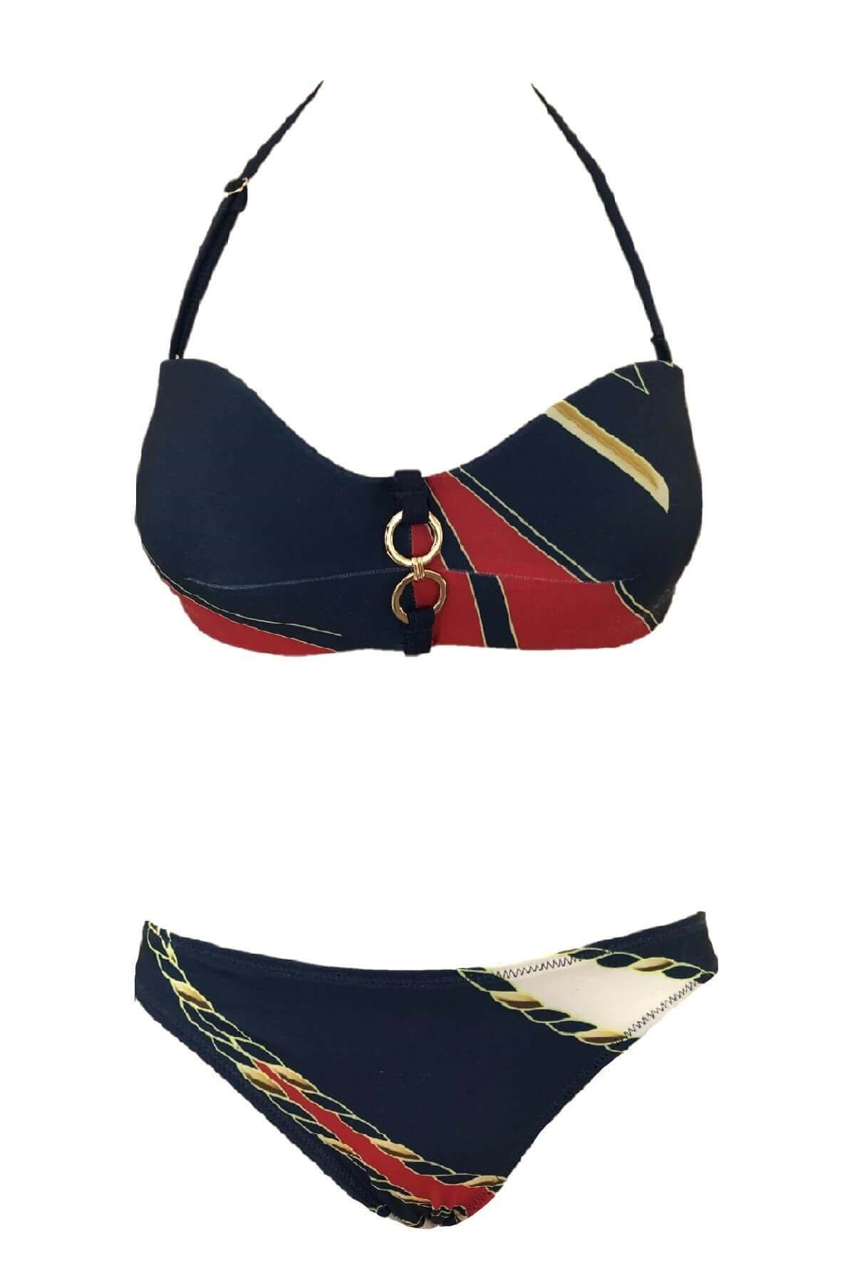 Blackspade 8568 Desteksiz Puantiye Baskılı  Straplez Bikini Takımı