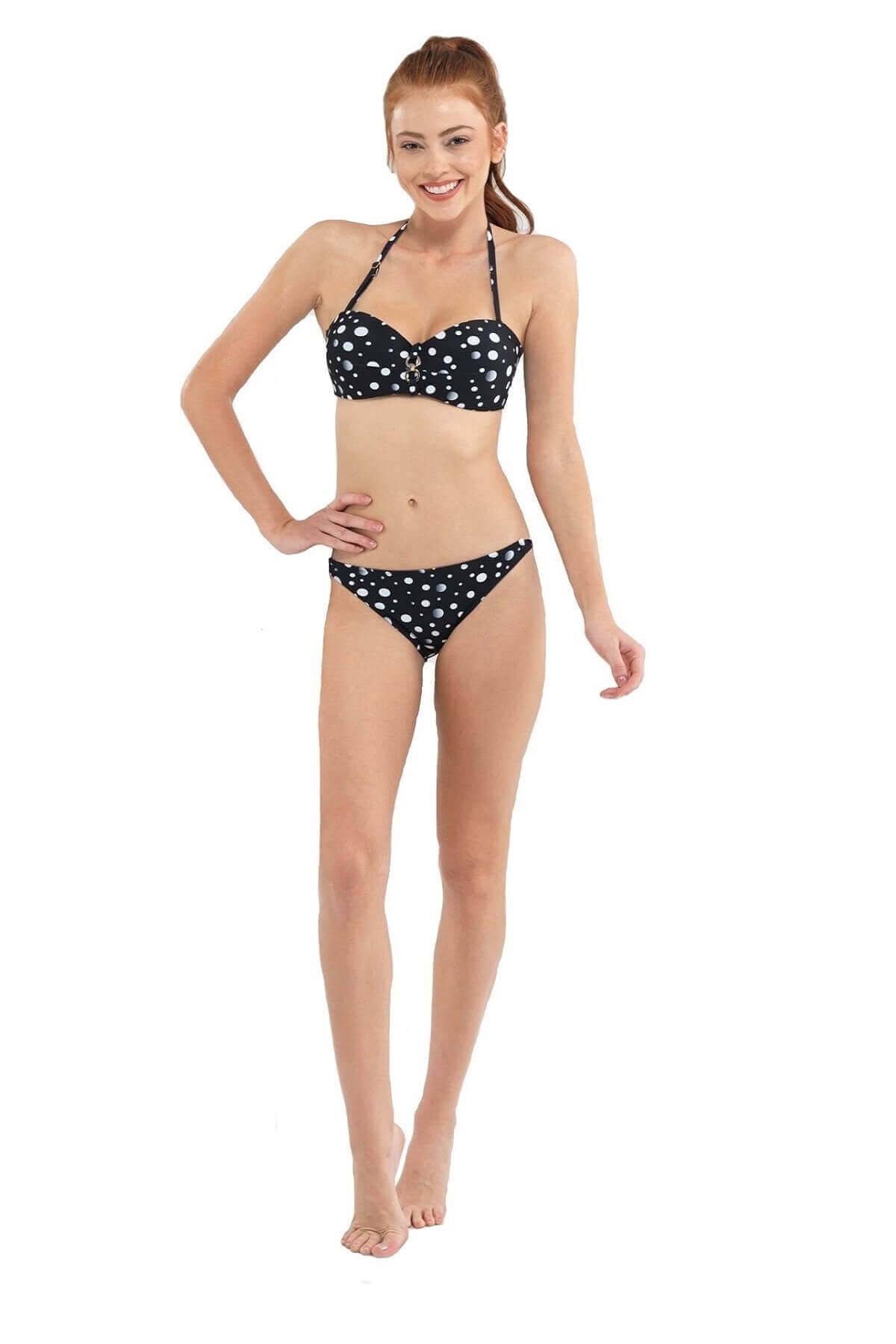 Blackspade 8568 Desteksiz Puantiye Baskılı  Straplez Bikini Takımı