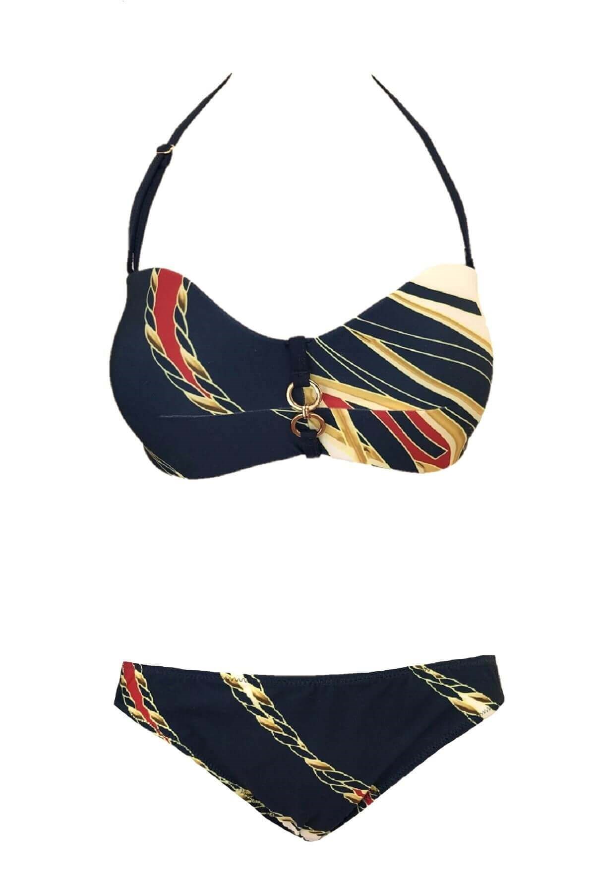 Blackspade 8568 Desteksiz Puantiye Baskılı  Straplez Bikini Takımı