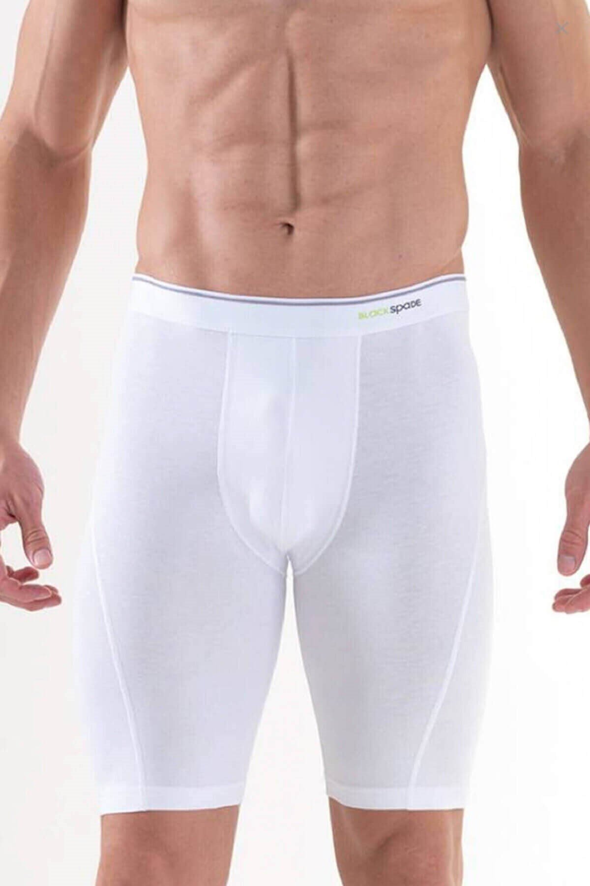 Blackspade %92 Pamuk Erkek Uzun Beyaz Boxer