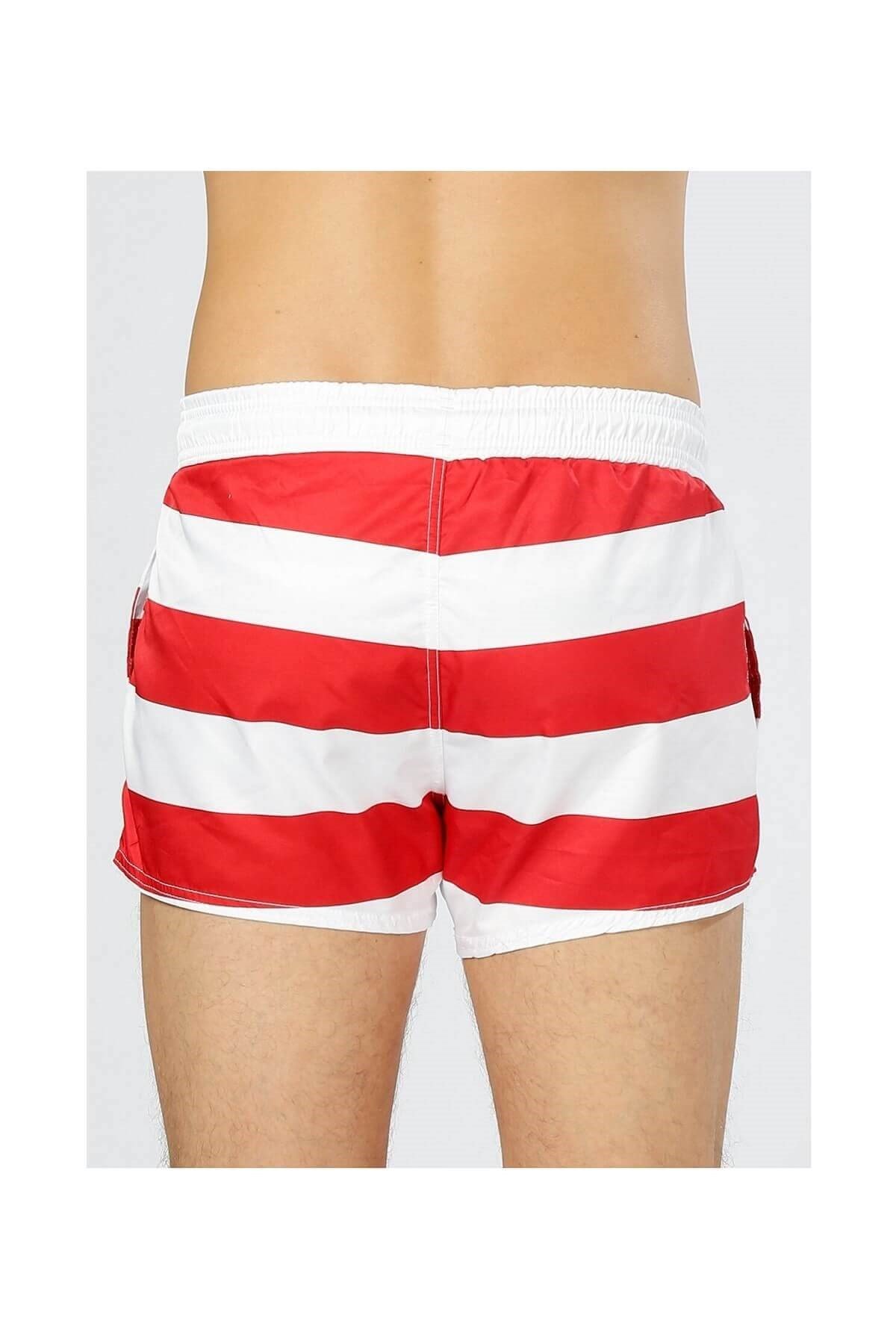 Blackspade Erkek Çizgili Kırmızı Deniz Şort Mayo