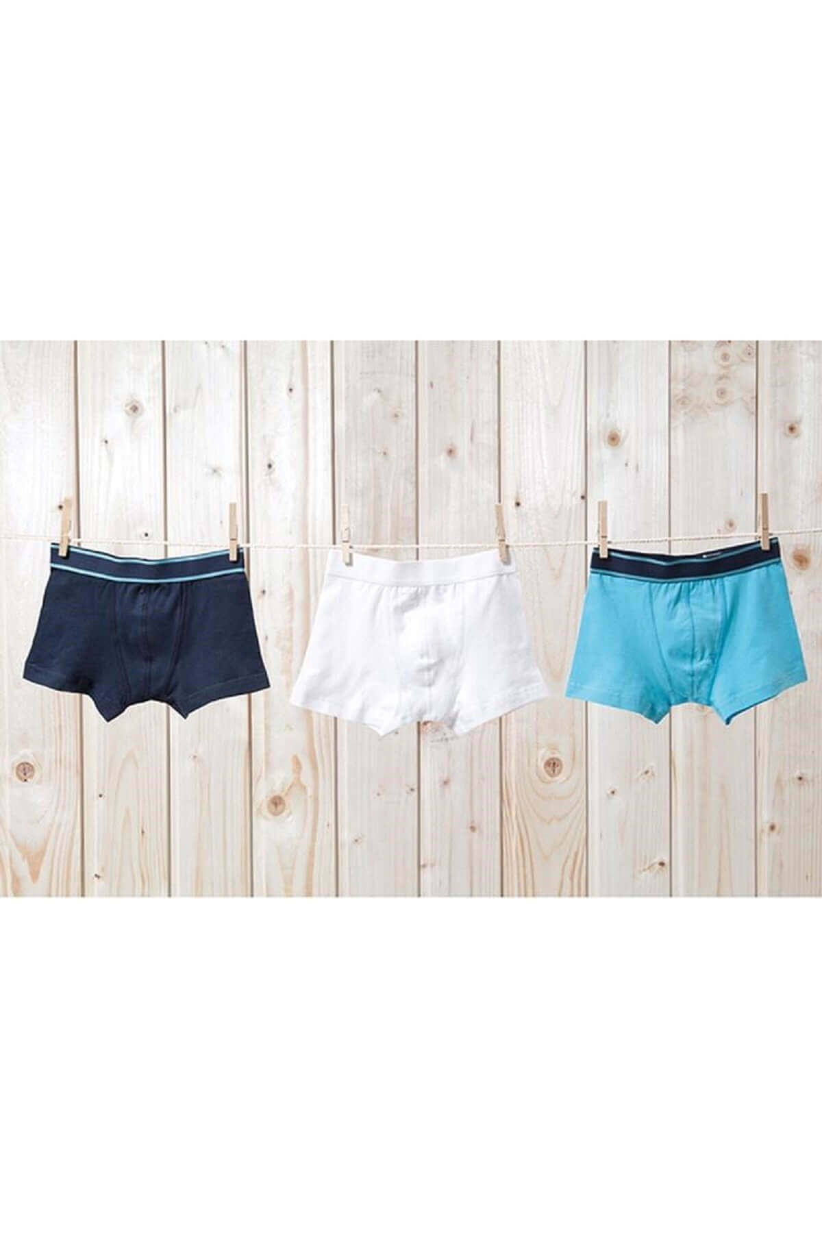 Blackspade Erkek Çocuk 3'lü Paket %95 Pamuklu Beyaz Boxer