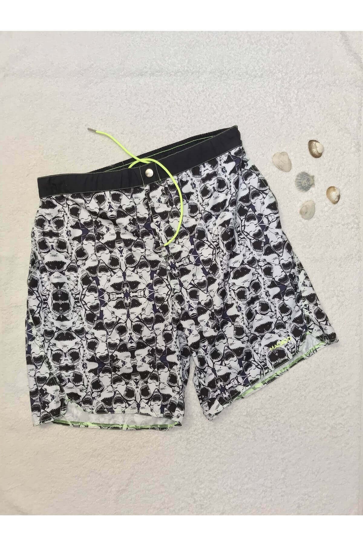 Blackspade Erkek Siyah Beyaz Deniz Şort Mayo