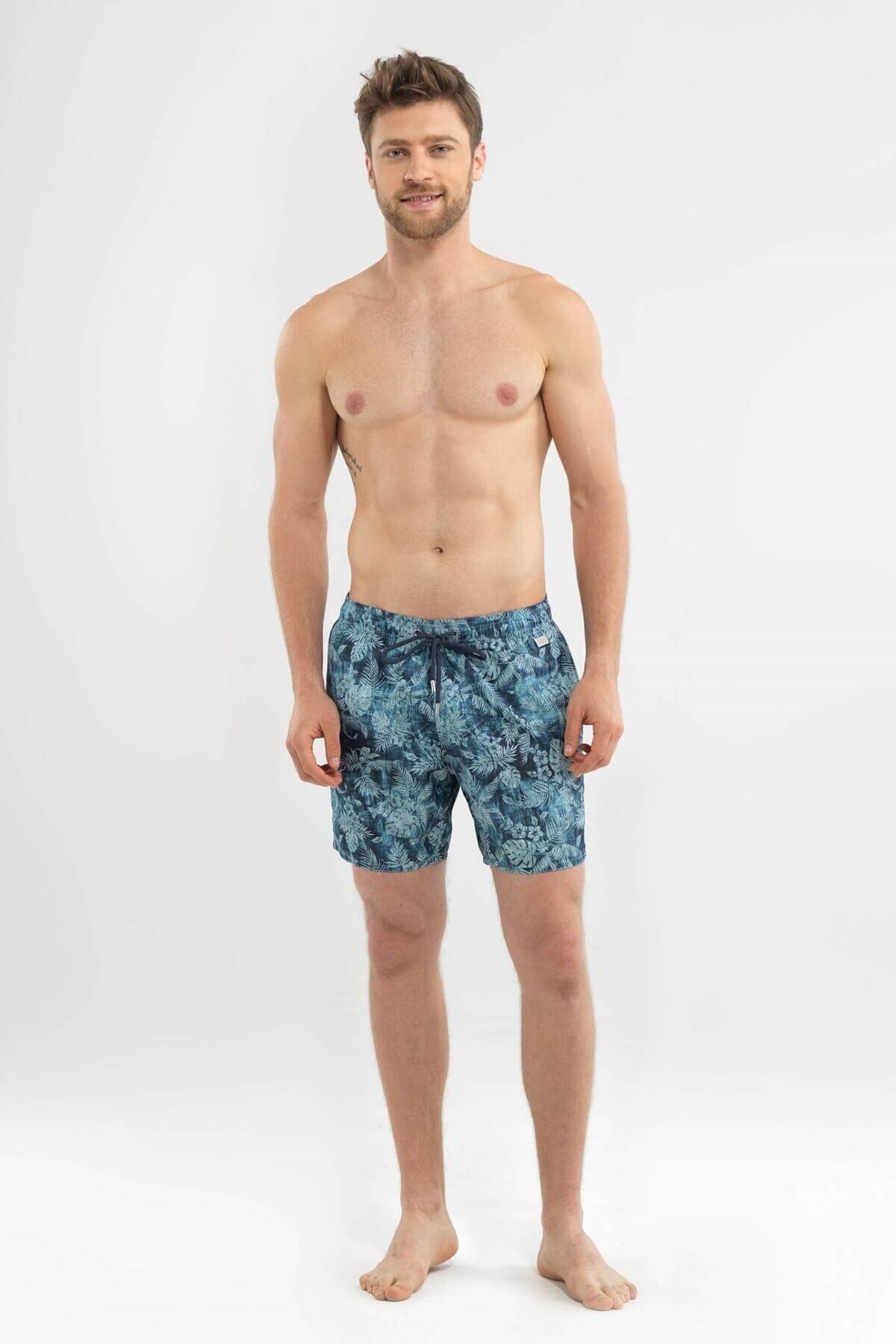 Blackspade Erkek Tropik Desenli Deniz Şort Mayo