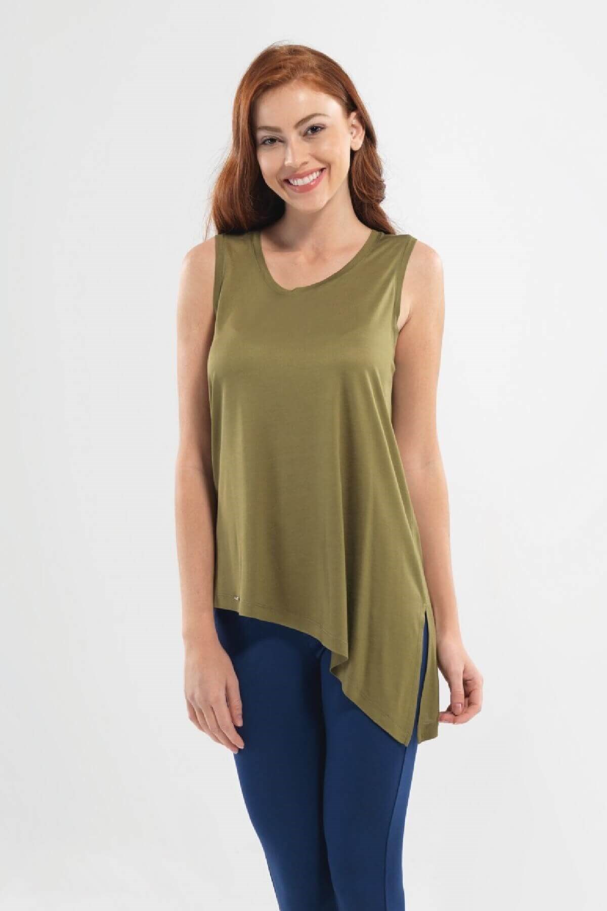 Blackspade Kadın Tensel Sıfır Yaka Kol T-shirt - Yeşil