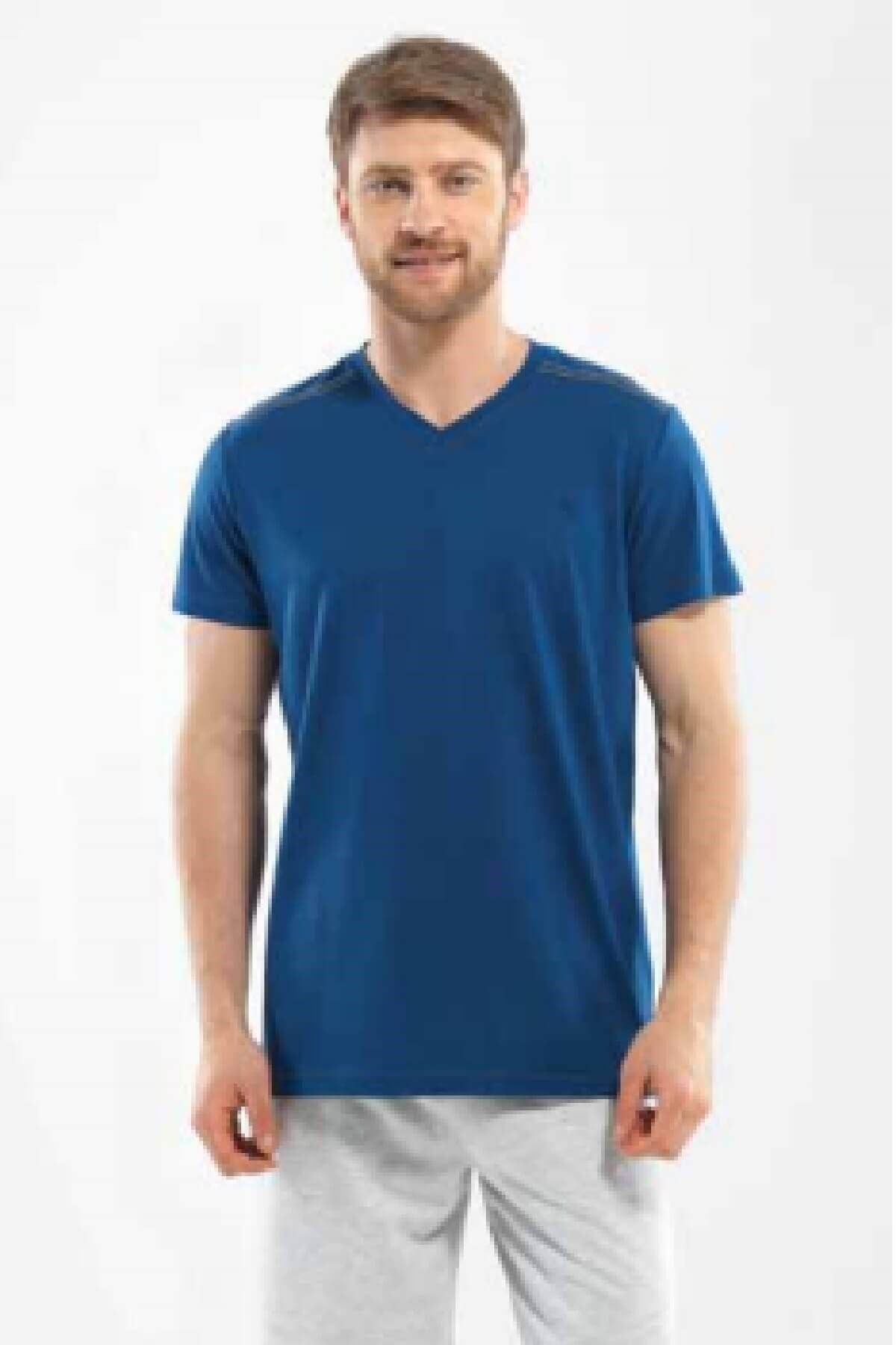 Blackspade Modal Erkek V Yaka T-shirt - Mavi