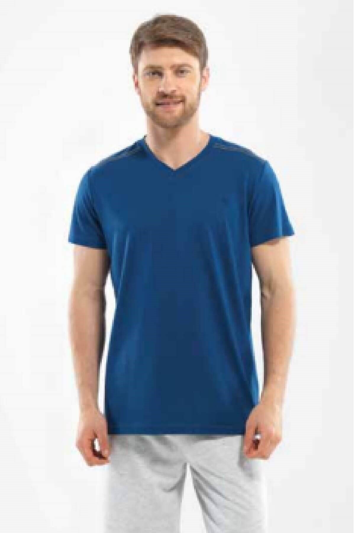 Blackspade Modal Erkek V Yaka T-shirt - Mavi