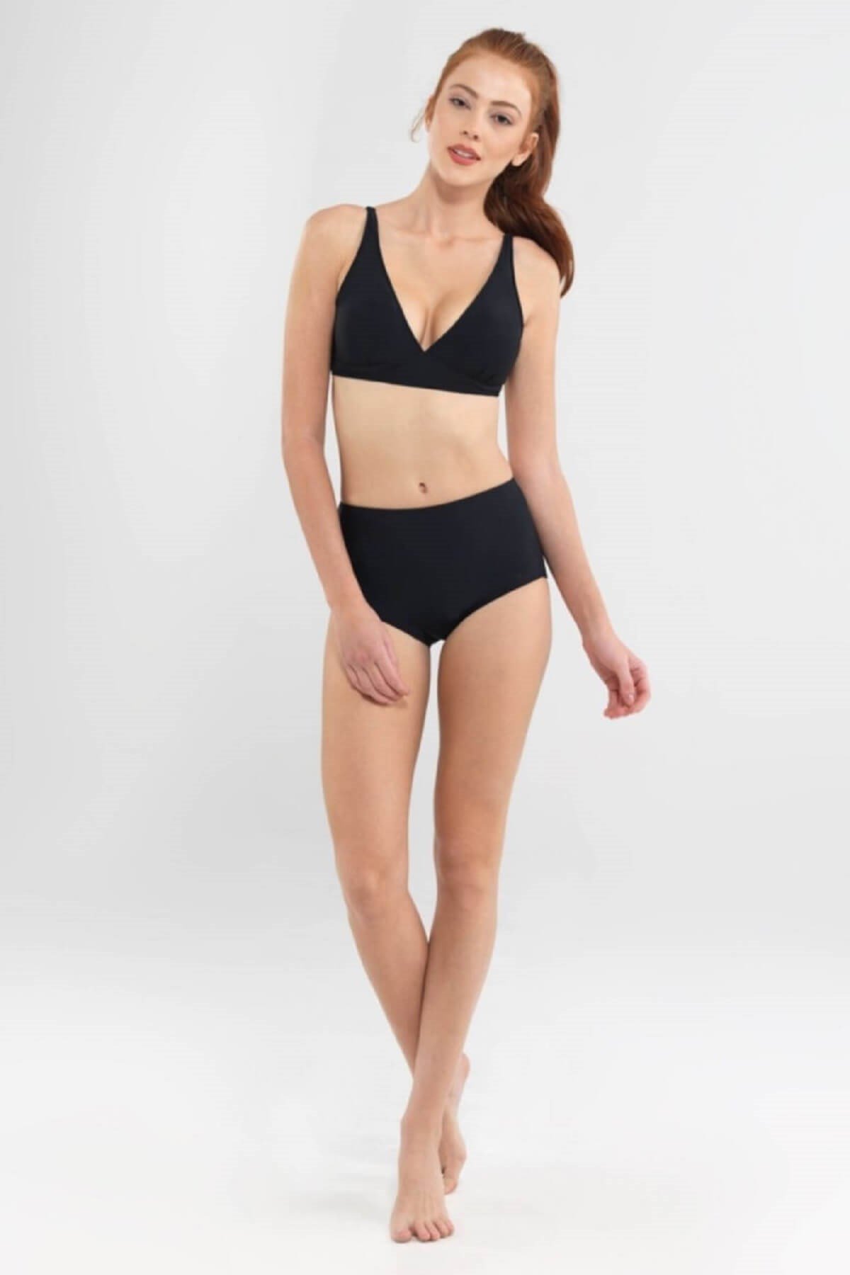 Blackspade V Yaka Toparlayıcı Siyah Bikini Üst