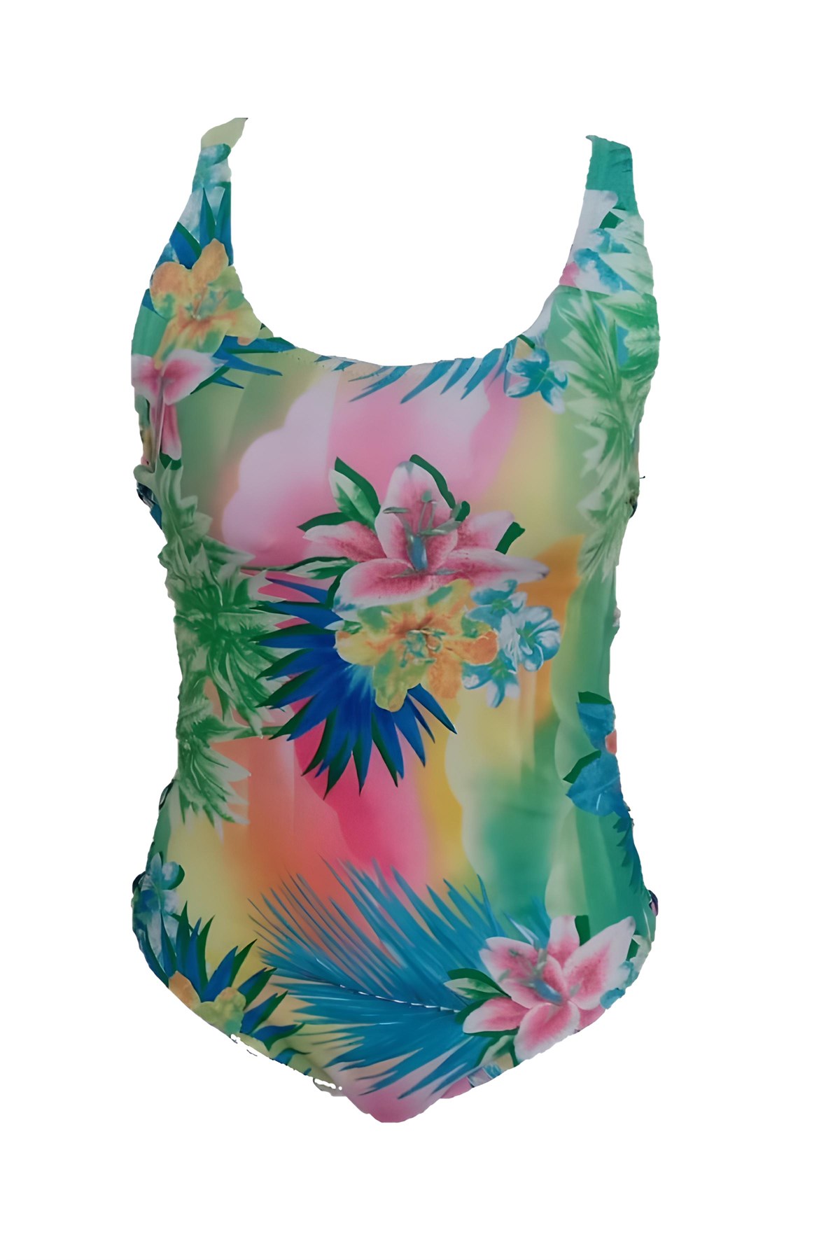 Dagi Kadın Çiçek Desenli Yan Dekolteli Yeşil Mayo