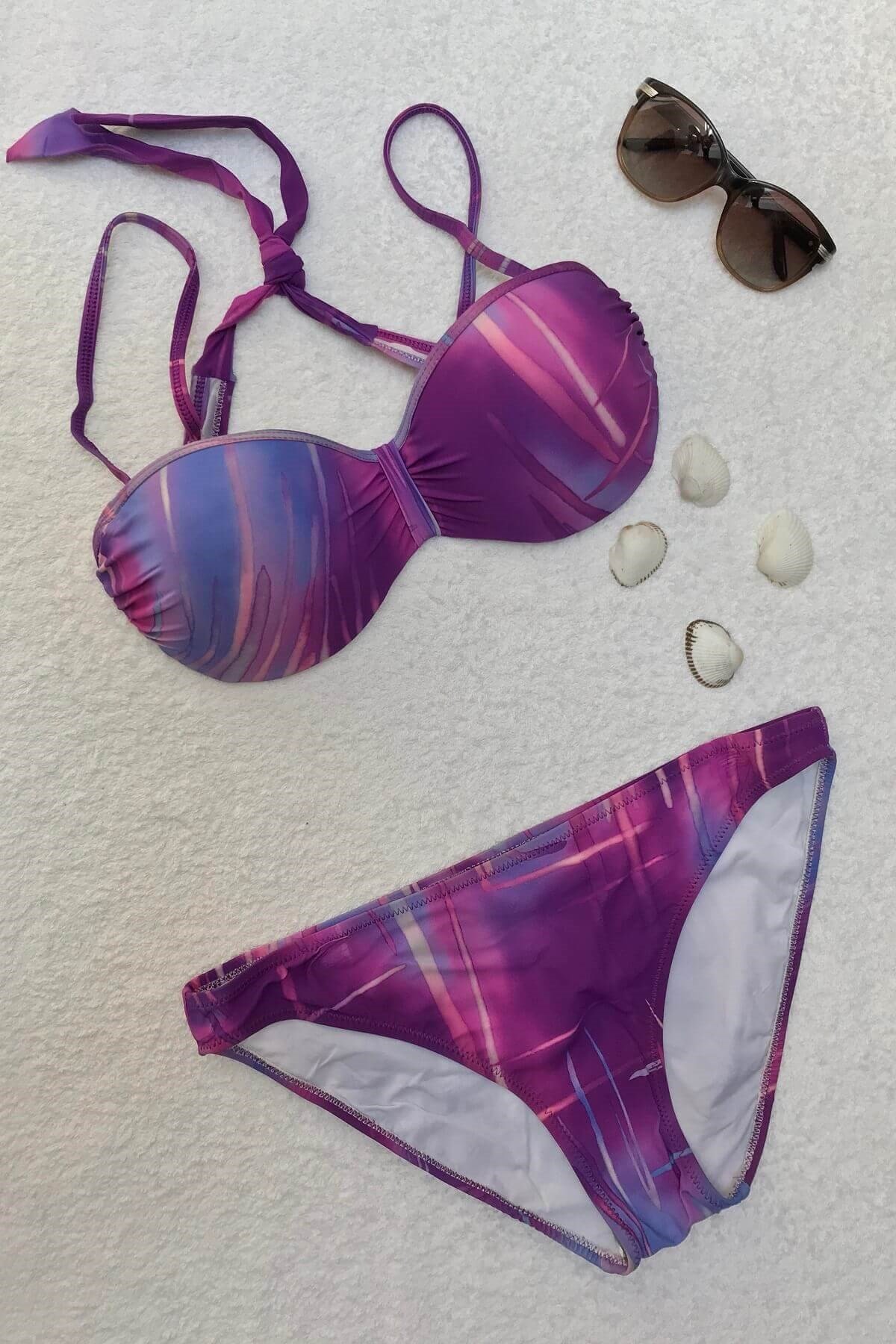 Dagi Straplez Destekli Push-Up Mor Bikini Takımı