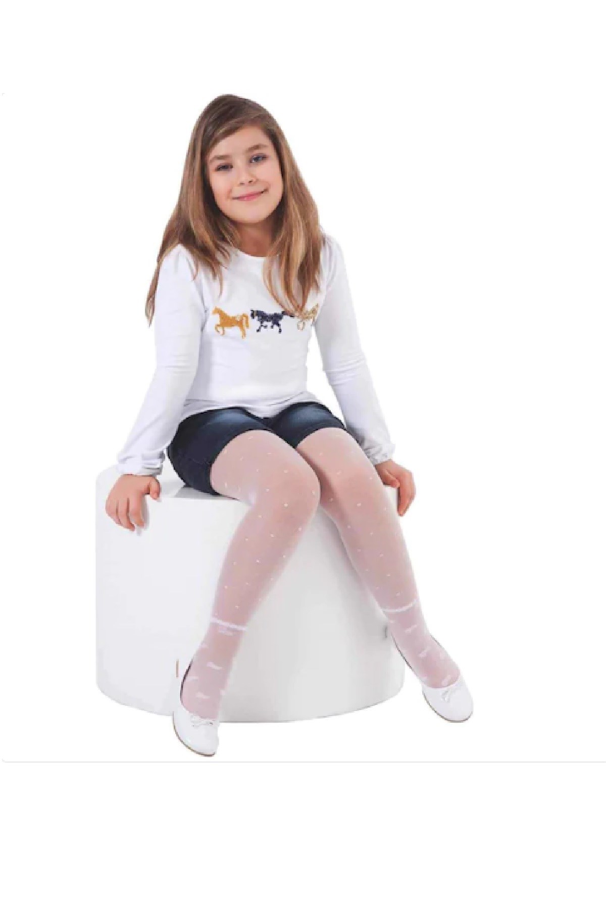 Daymod Gözde Desenli Tül File Çocuk Külotlu Çorap 30 Denye