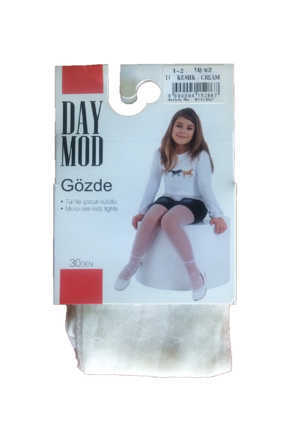 Daymod Gözde Desenli Tül File Çocuk Külotlu Çorap 30 Denye