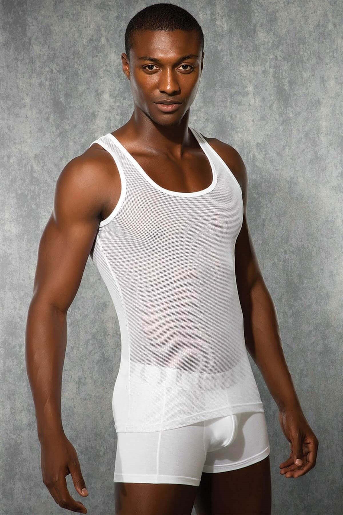 Doreanse 2310 Erkek Kalın Askı File Atlet - Beyaz