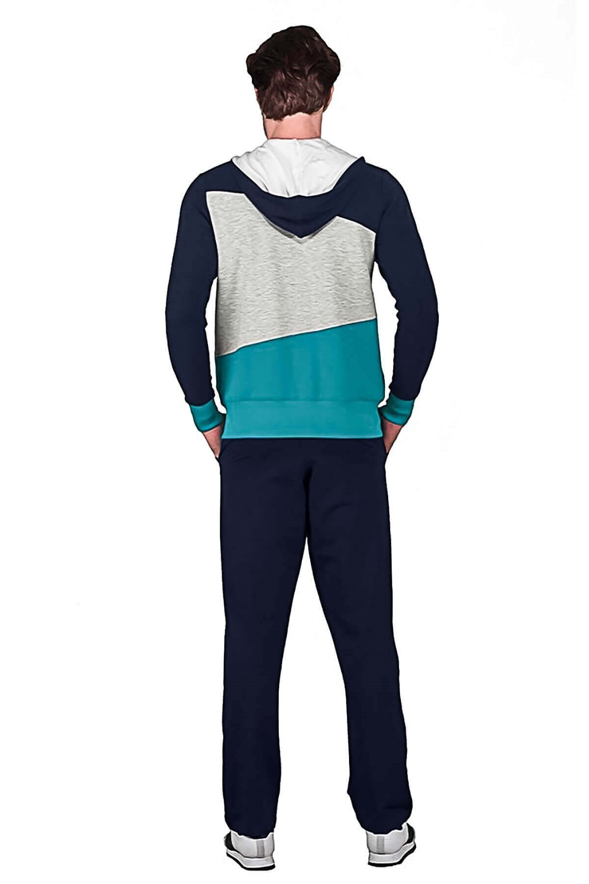 Doreanse Erkek Fermuarlı Kapüşonlu Uzun Kol Spor Eşofman Takımı Lacivert 4885