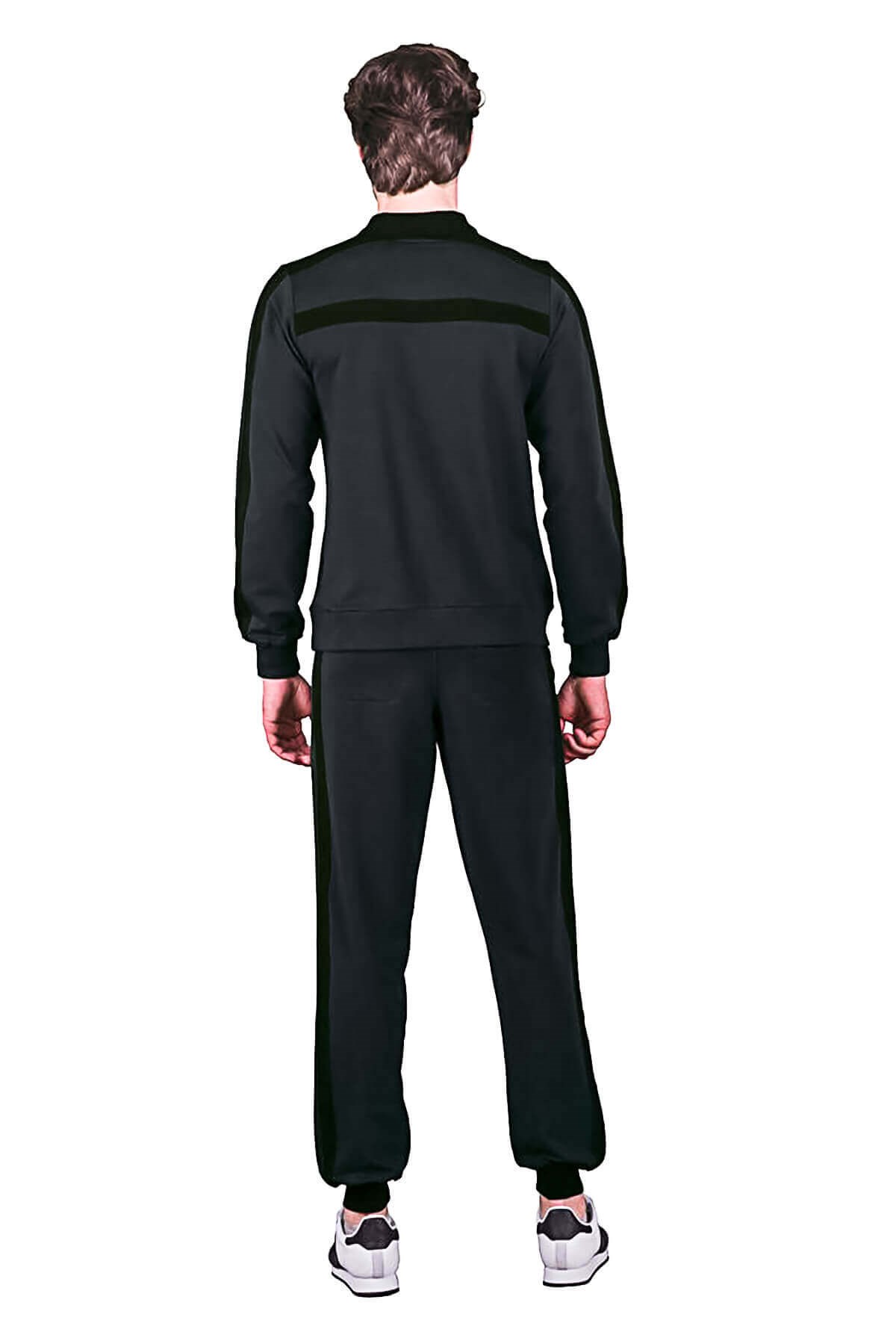 Doreanse Erkek Uzun Kol Düğmeli V Yaka Eşofman Takımı Füme 4780