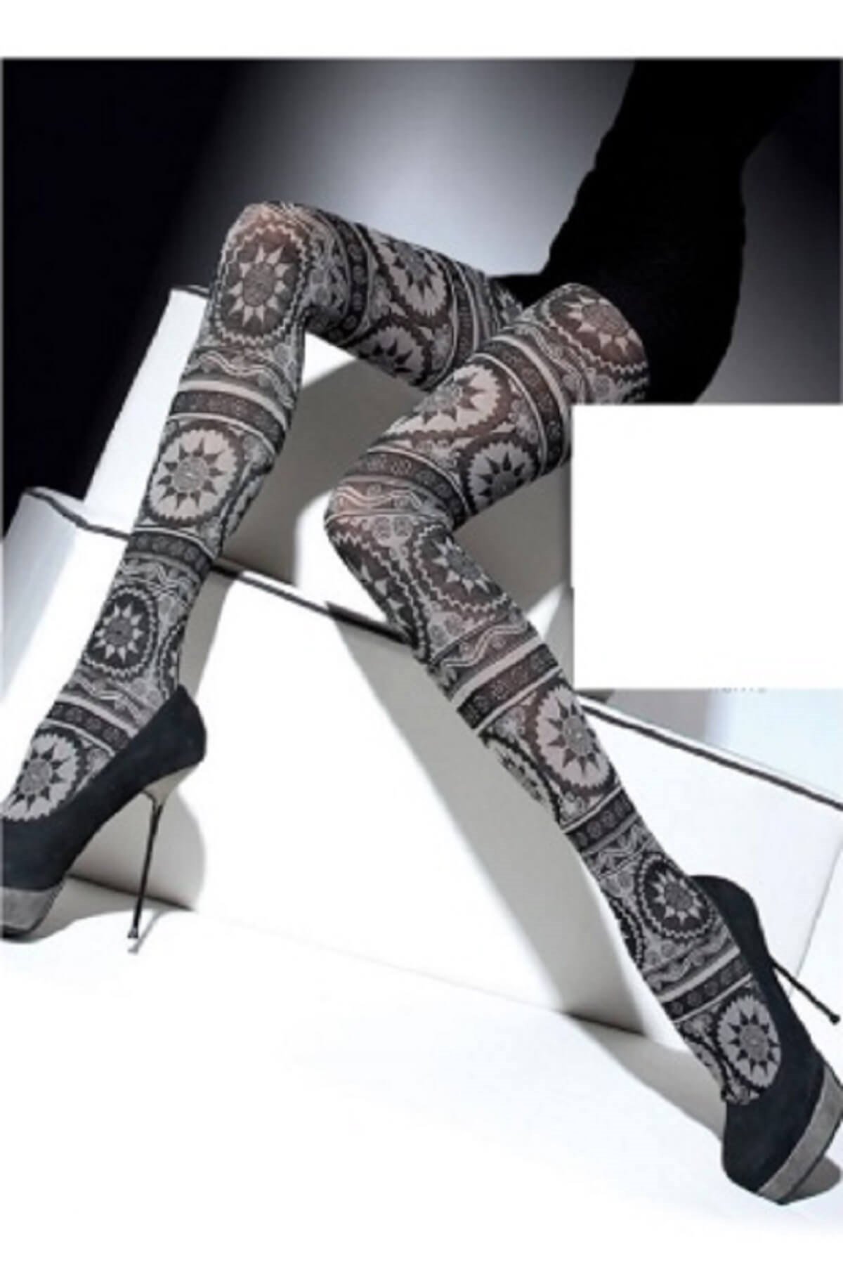 Fiore Elda 40 Den Desenli Kaçmayan İthal Külotlu Çorap