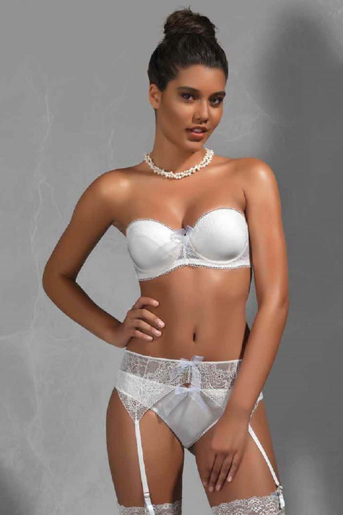 Golshan Dantelli Fiyonklu Desteksiz Toparlayıcı Fantezi Sütyen