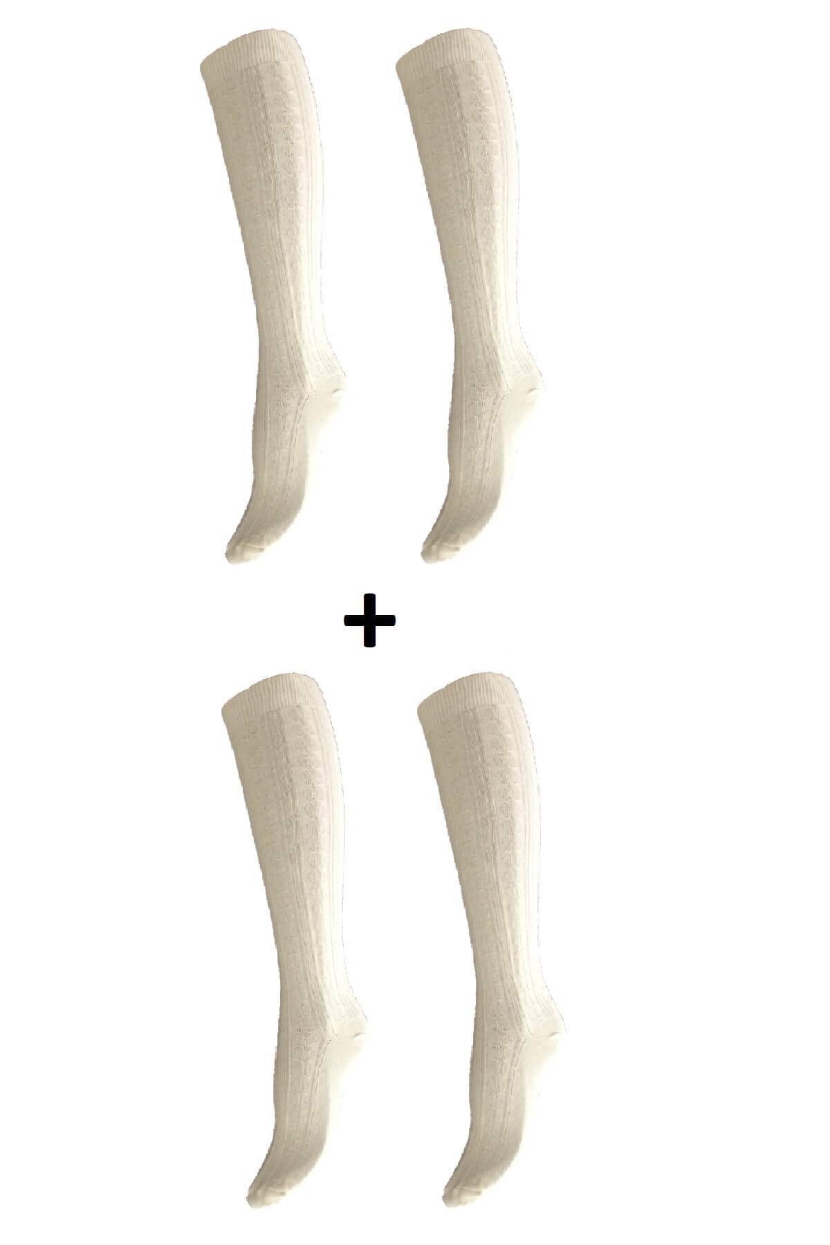 Kadın Pamuklu ( Cotton ) 2'li Paket Kışlık Diz Altı Çorap