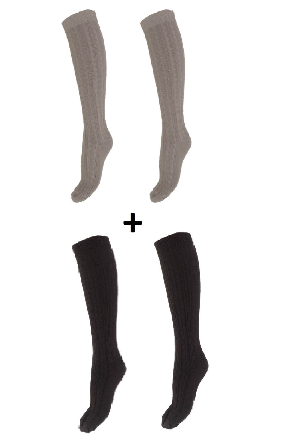 Kadın Pamuklu ( Cotton ) 2'li Paket Kışlık Diz Altı Çorap