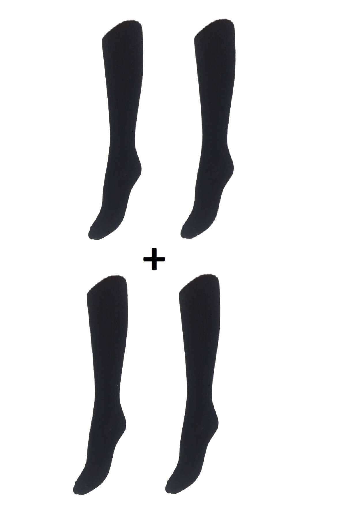 Kadın Pamuklu ( Cotton ) 2'li Paket Kışlık Diz Altı Çorap