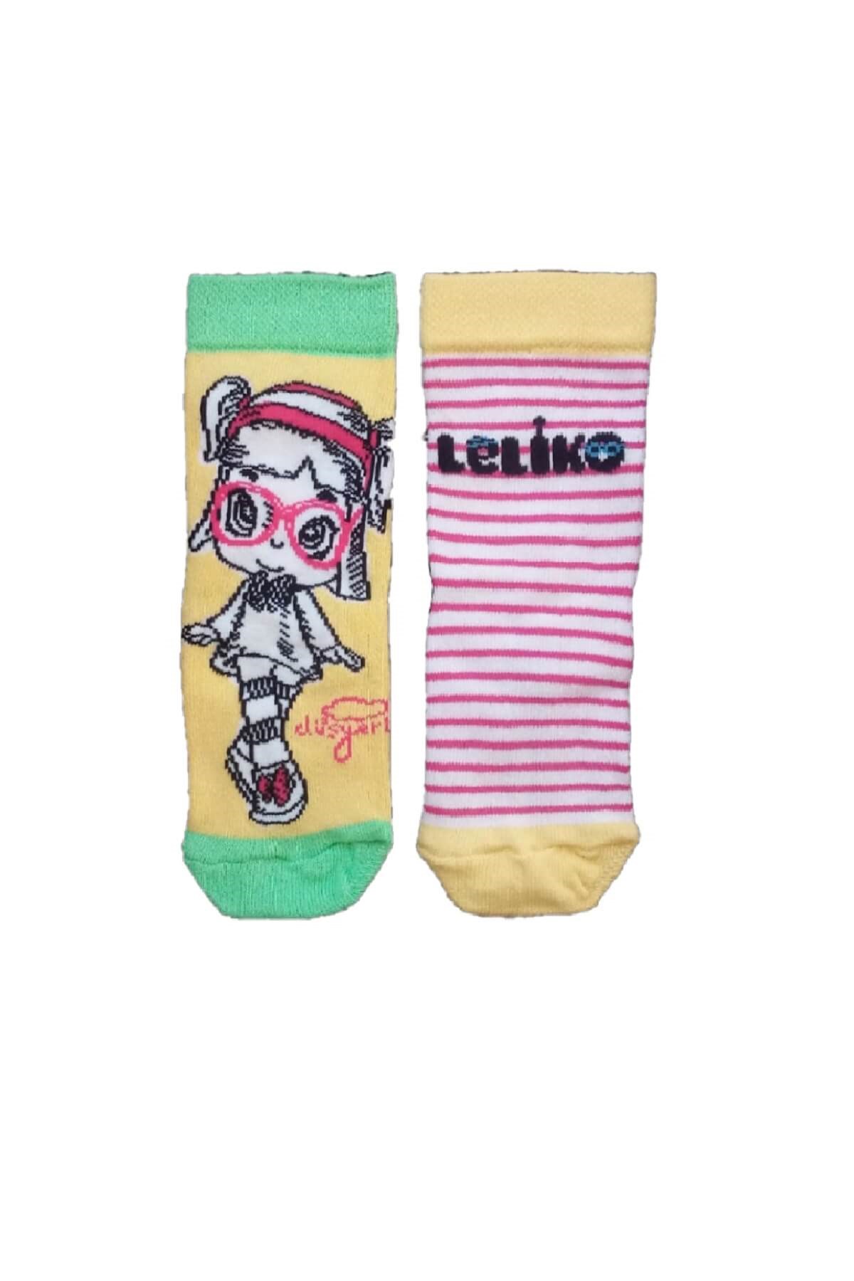 Leliko - Lisanslı Çizgi Film Karakter Baskılı 2'li Paket 4 Mevsim Soket Çorap