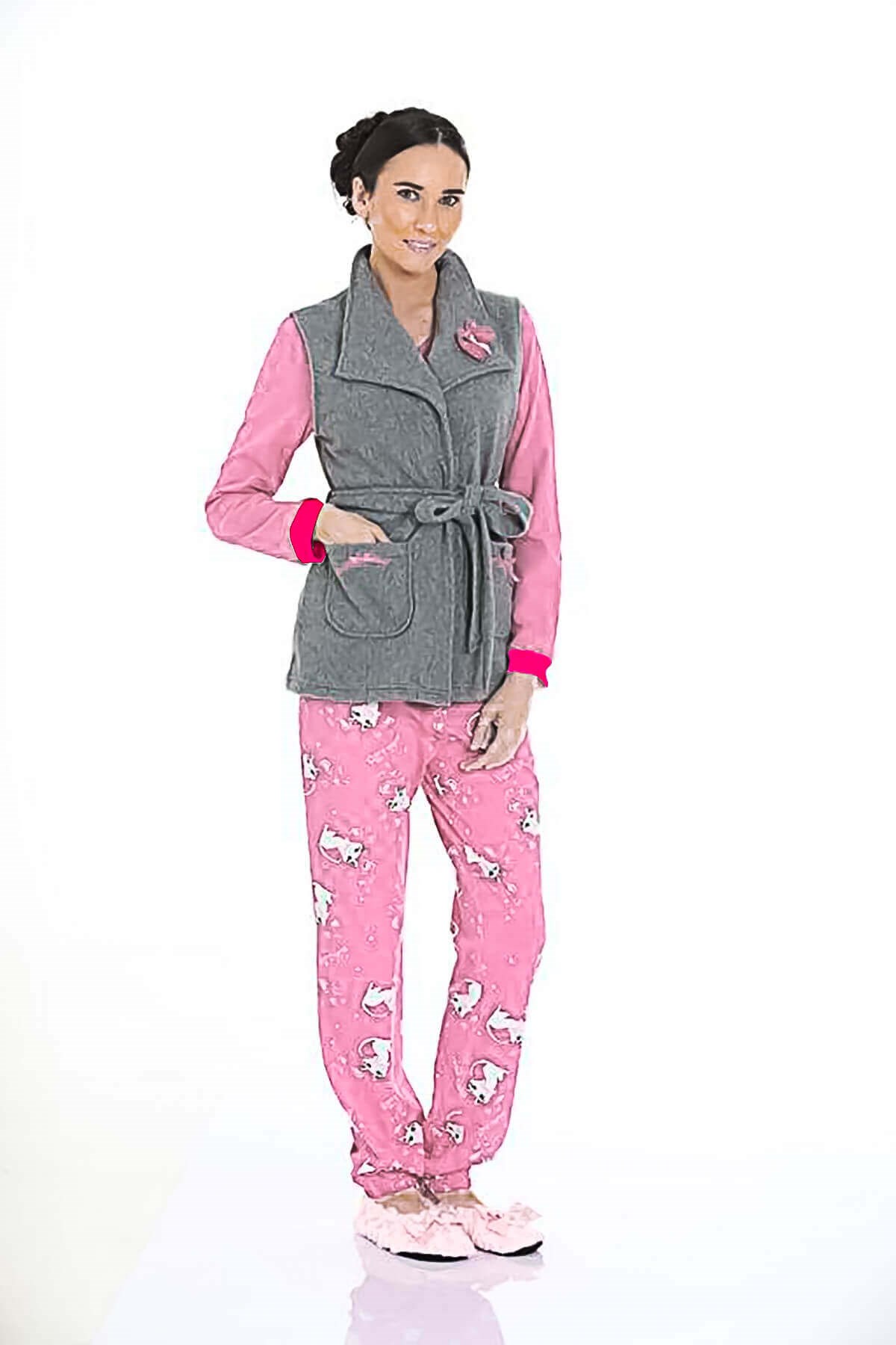 Limissi Kadın 3'lü Set Kışlık Pijama Takımı