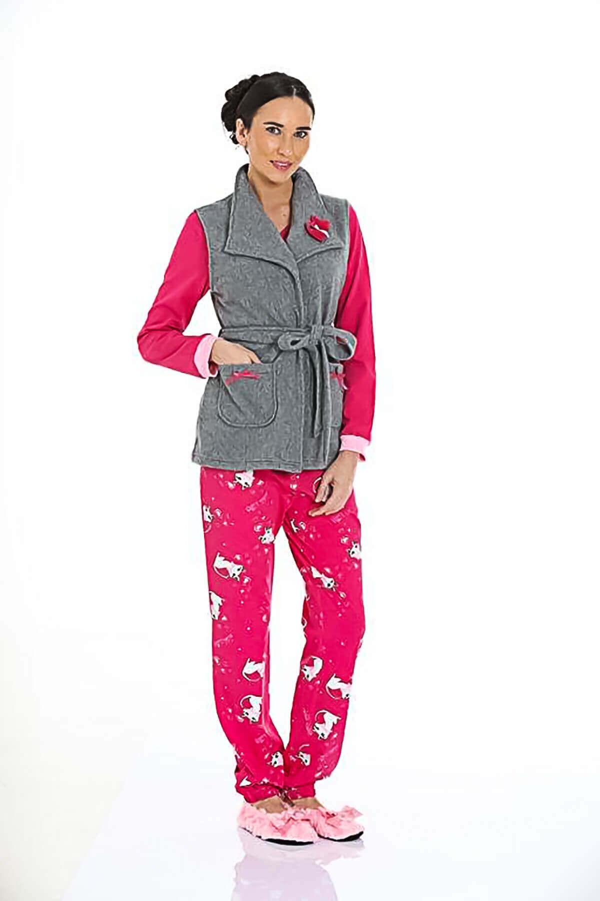 Limissi Kadın 3'lü Set Kışlık Pijama Takımı