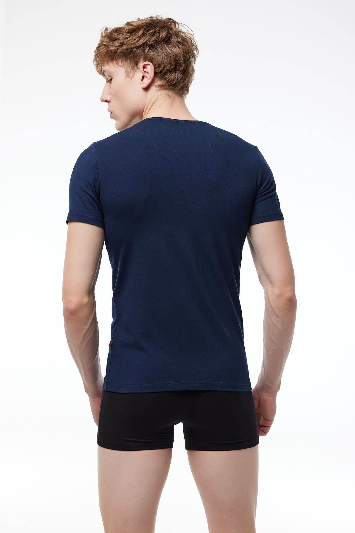 Malabadi 032 Erkek Modal V Yaka Kısa Kol Body & Likralı T-Shirt