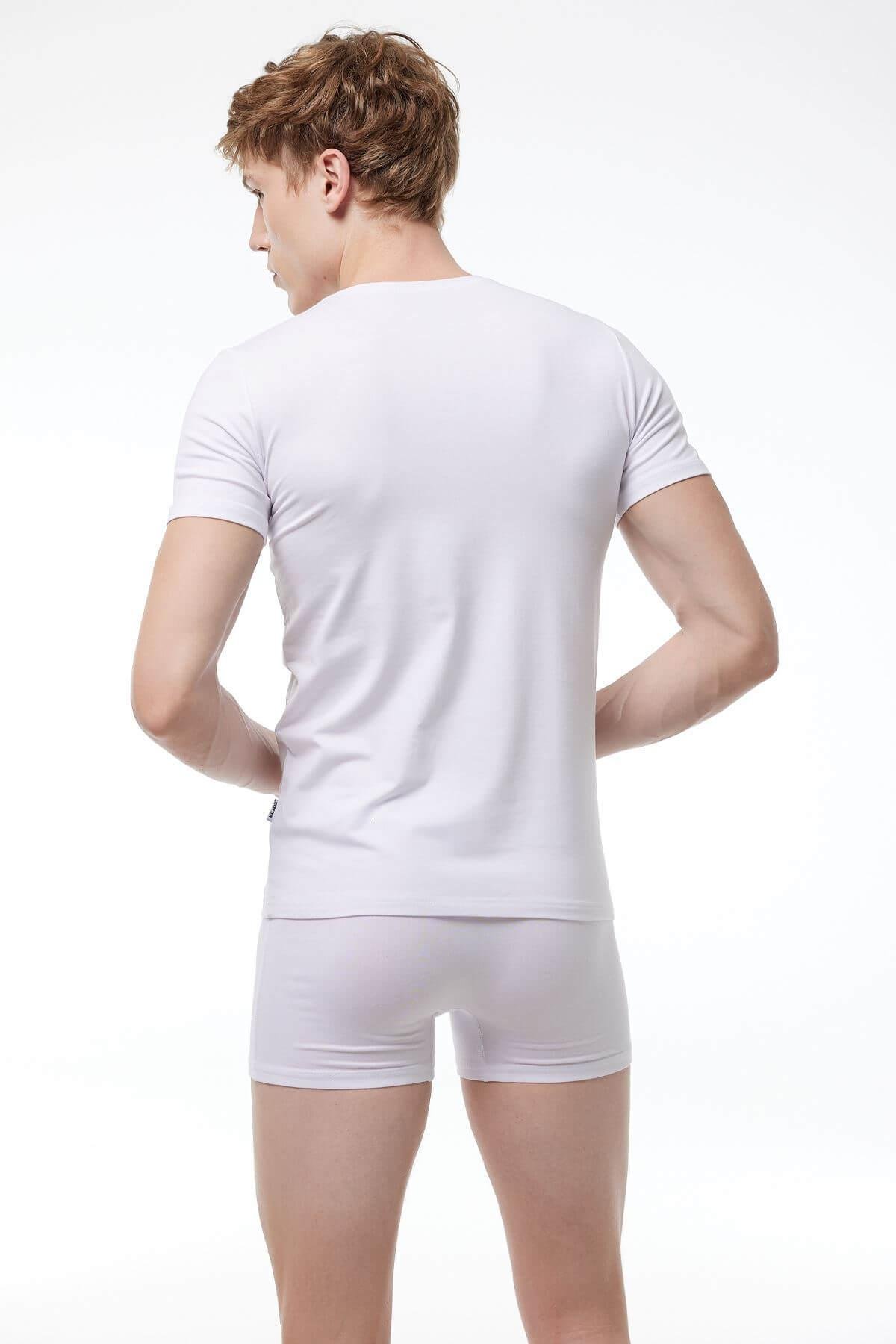 Malabadi 032 Erkek Modal V Yaka Kısa Kol Body & Likralı T-Shirt