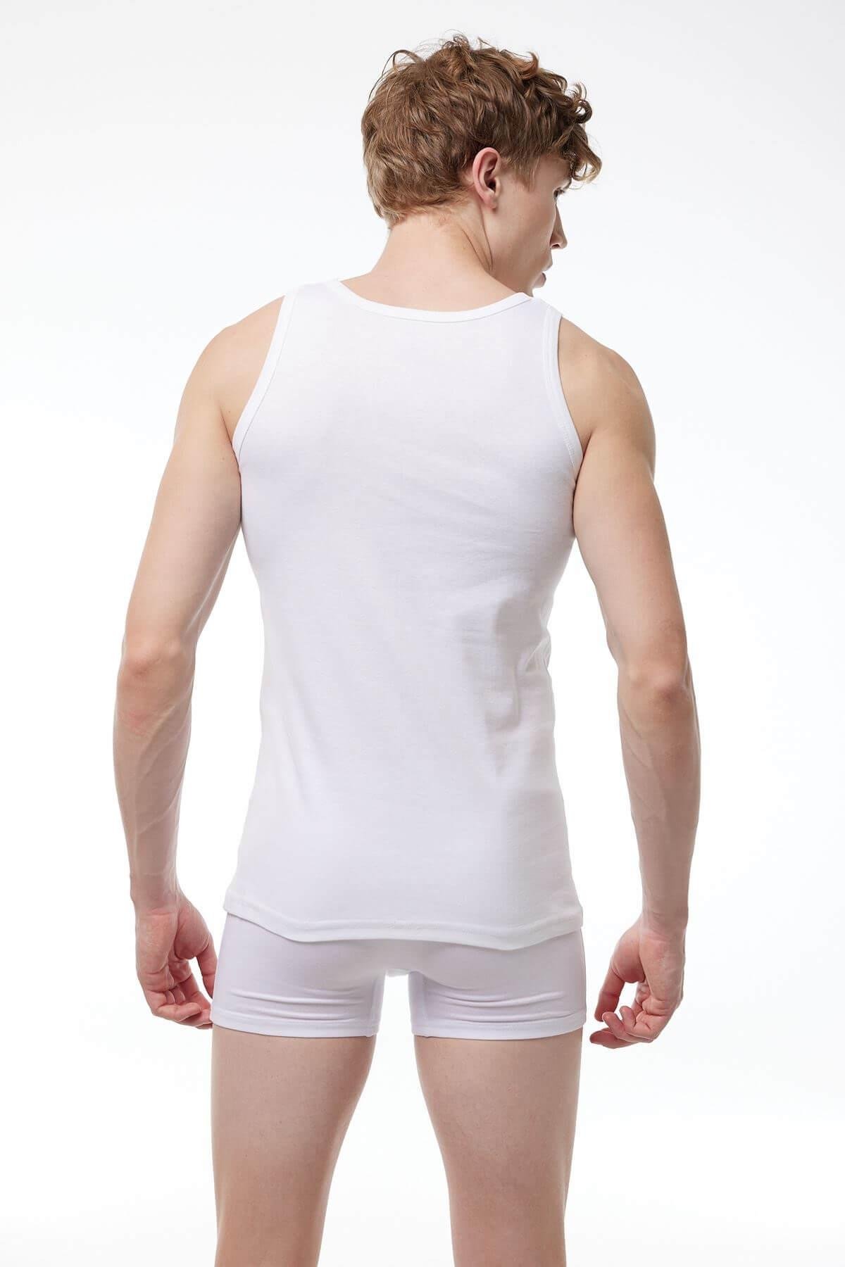 Malabadi 034 - 2 Li Erkek Beyaz %100 Pamuk Ribana Atlet