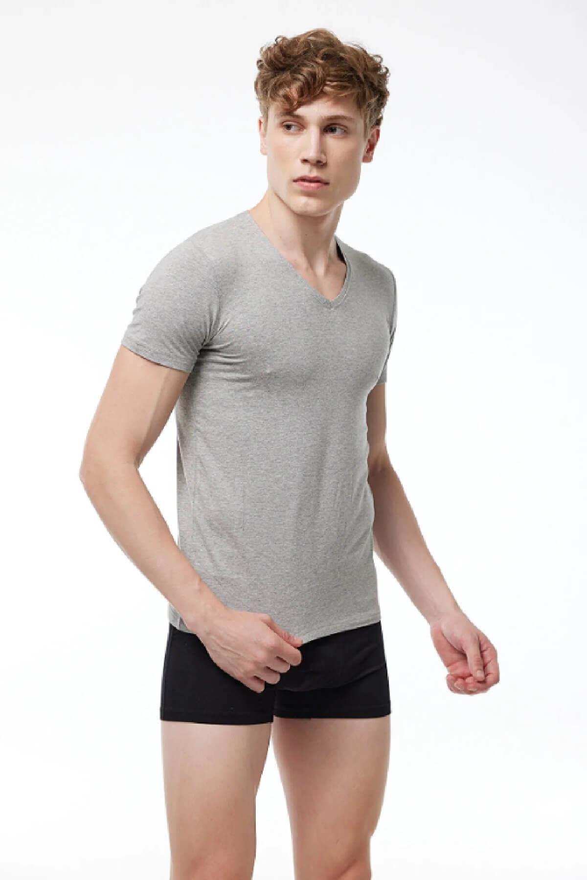 Malabadi 092 - 2'li Ekonomik Paket V Yaka Pamuk ( Cotton ) T-shirt