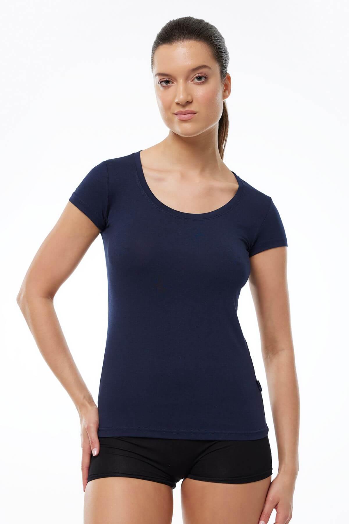 Malabadi 1035 Kadın Modal Kısa Kol Açık Yaka T-shirt & Body