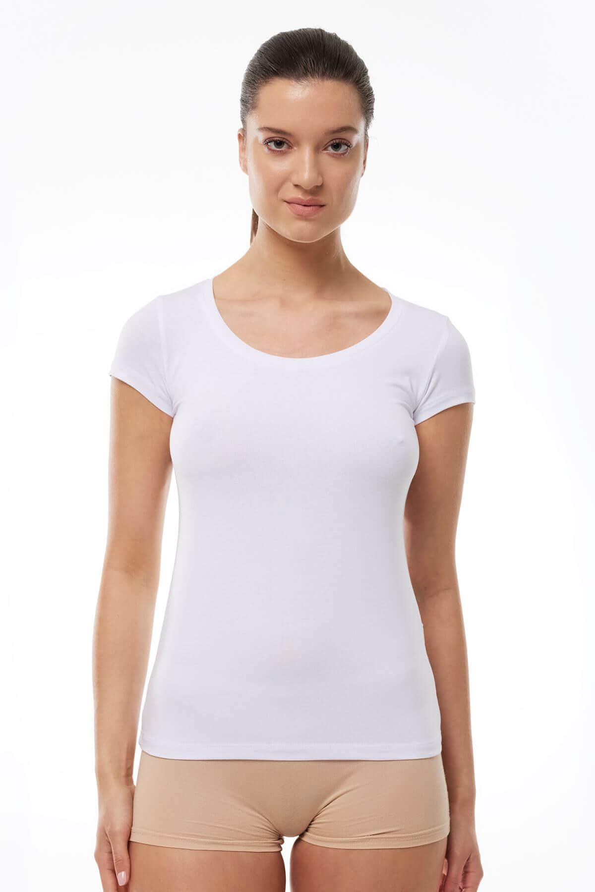 Malabadi 1035 Kadın Modal Kısa Kol Açık Yaka T-shirt & Body