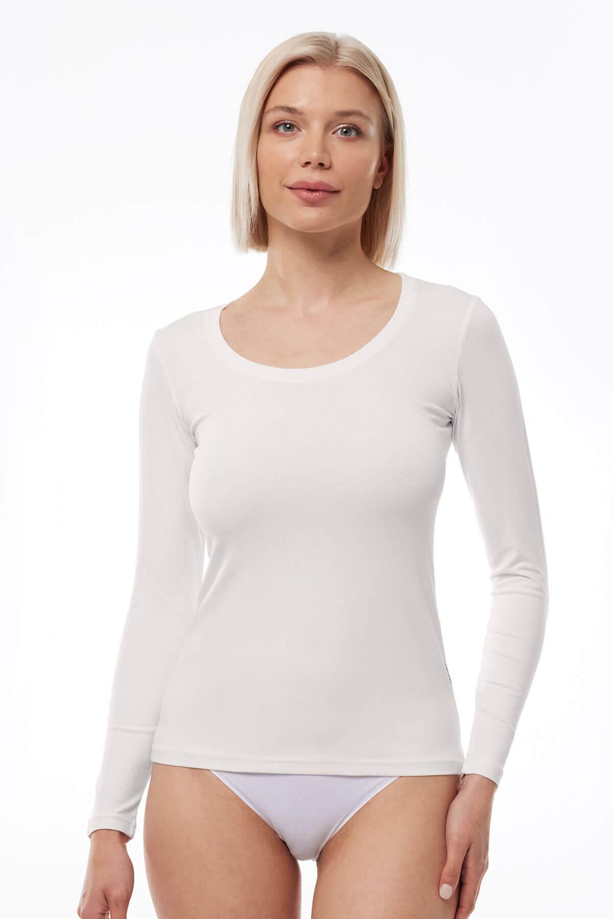 Malabadi 1038 Kadın Modal Açık Yaka Uzun Kol Body