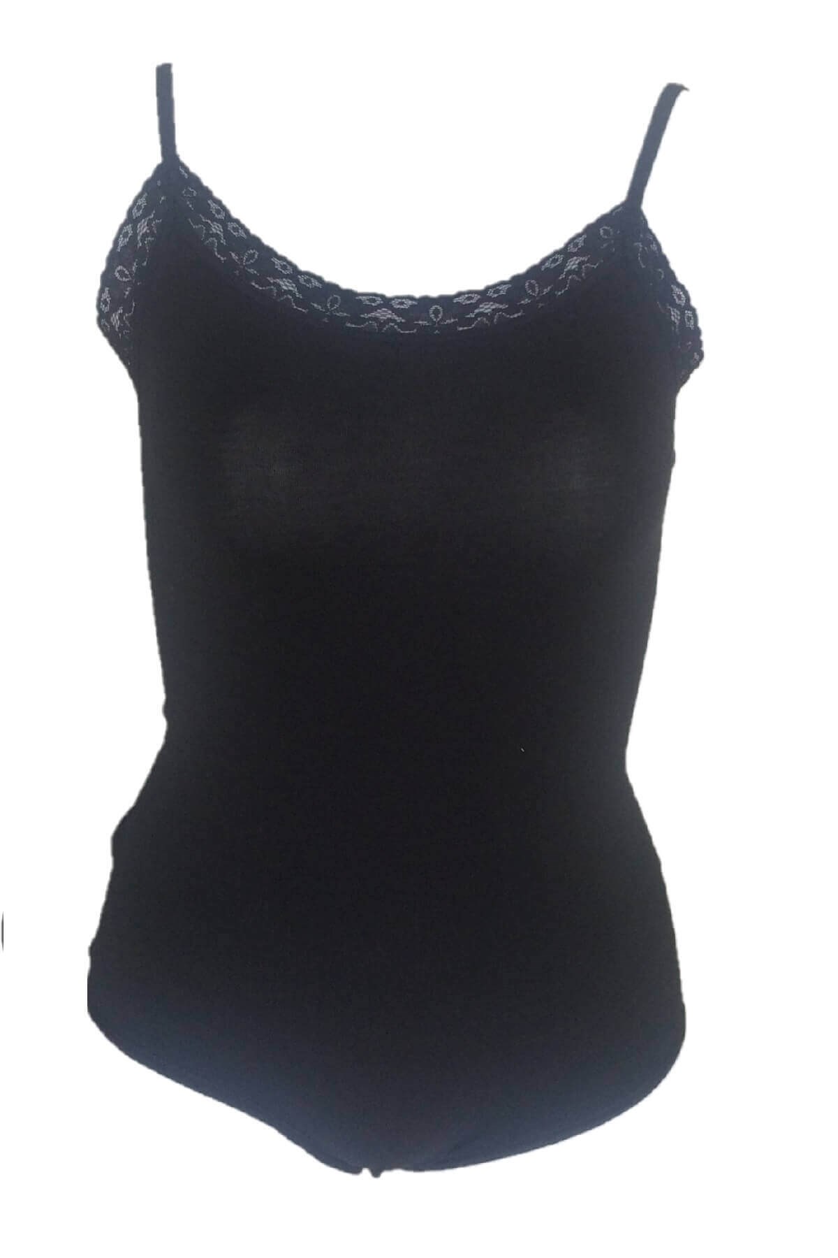 Malabadi 1043 Kadın Modal İp Askılı Dantelli Çıtçıtlı Body