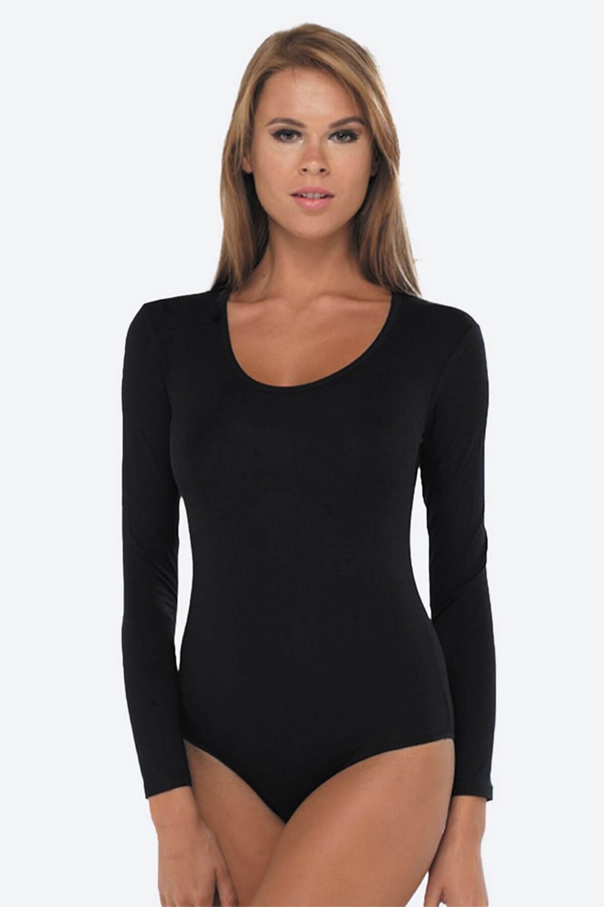 Malabadi 132 Kadın Modal Uzun Kol Açık Yaka Çıtçıtlı Body & Bodysuit