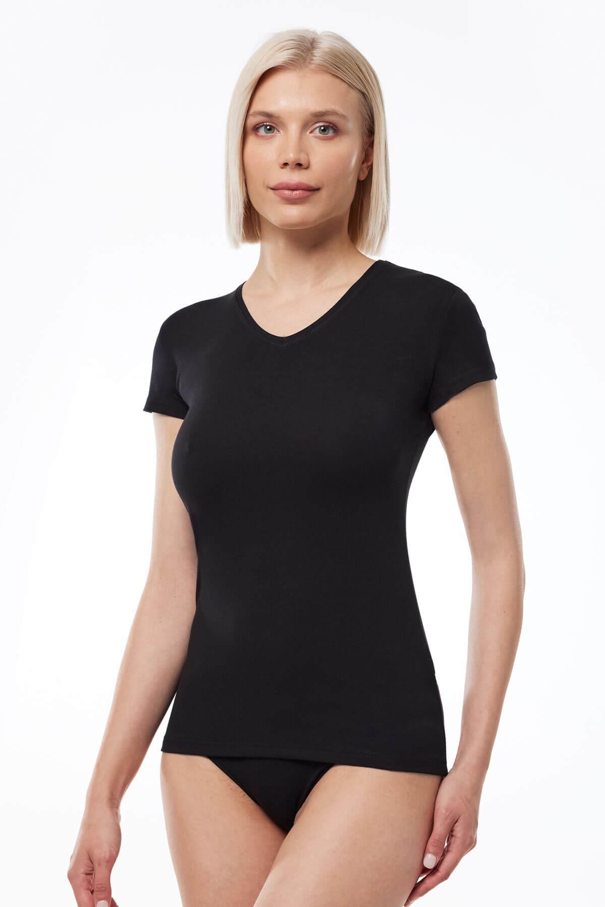 Malabadi 145 Kadın Modal V Yaka T-shirt & Body
