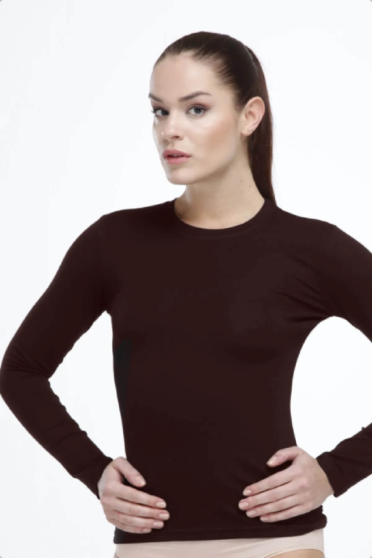 Malabadi 182 Kadın Modal USA ( Bisiklet ) Yaka Uzun Kol Body